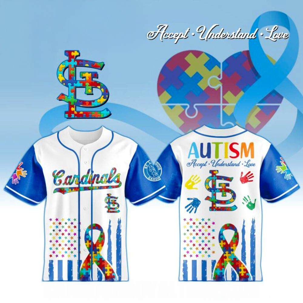 St Louis Cardinals X Special Autism Awareness Month 3D Baseball Jersey Cardinals Merch Gifts