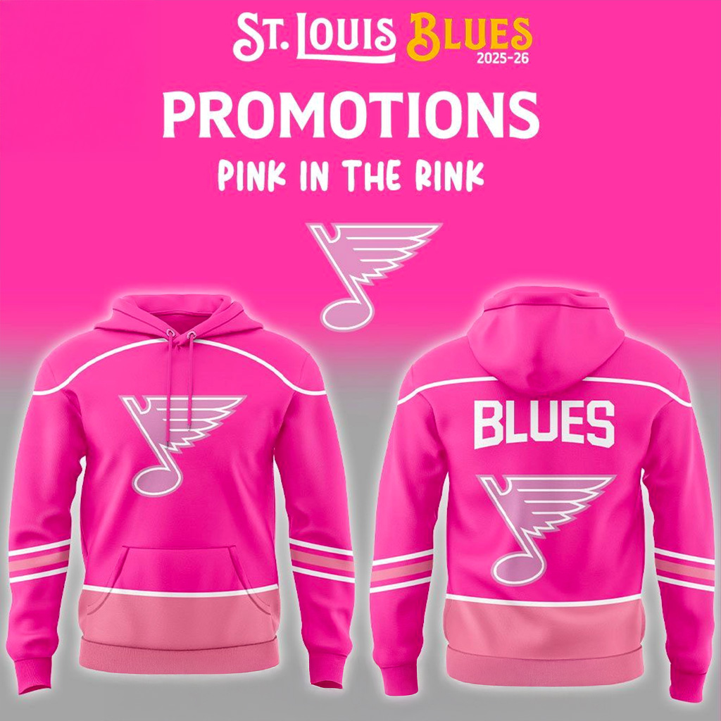 St. Louis Blues Pink In The Rink Night Hoodie St. Louis Blues Merch Gift For Her