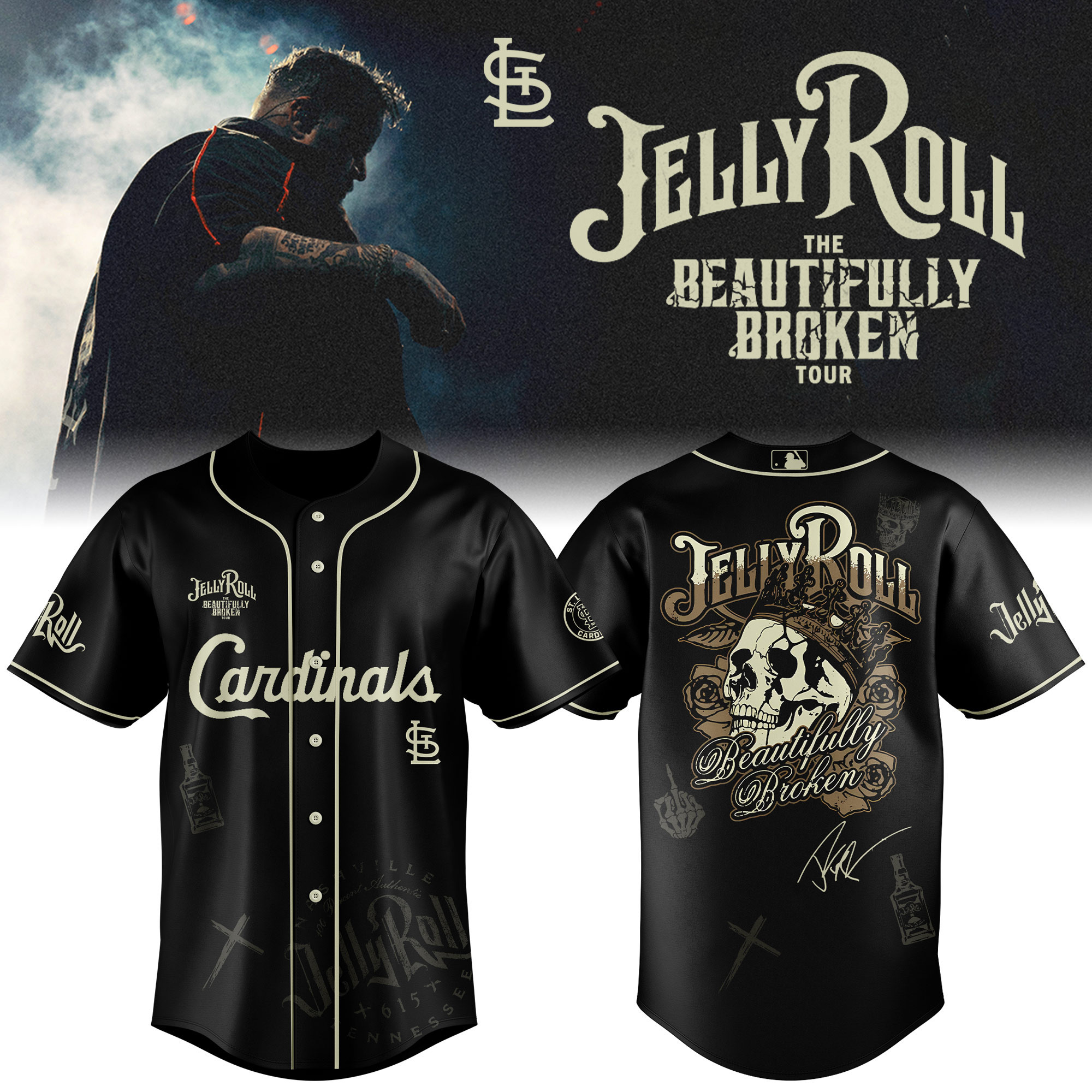 St. Louis Cardinals X Jelly Roll Baseball Jersey 2025 Gift For Baseball Fans