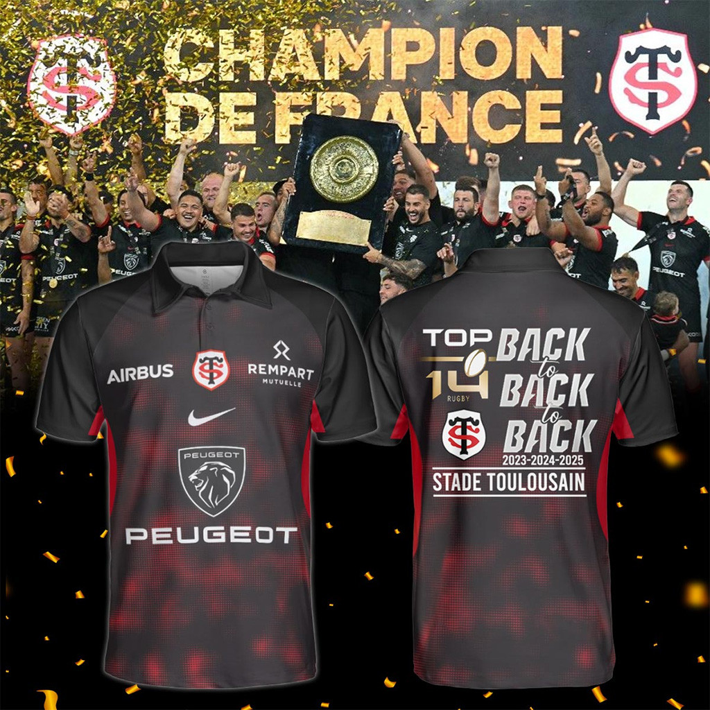 Stade Toulousain Champions 2025 Back To Back To Back Polo Shirt Gifts For Dad