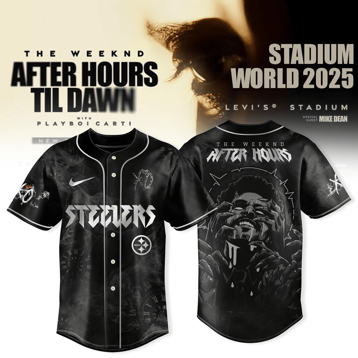 Steelers NFL X The Weeknd World Tour 2025 T-Shirt Steelers Merch Gifts For Him