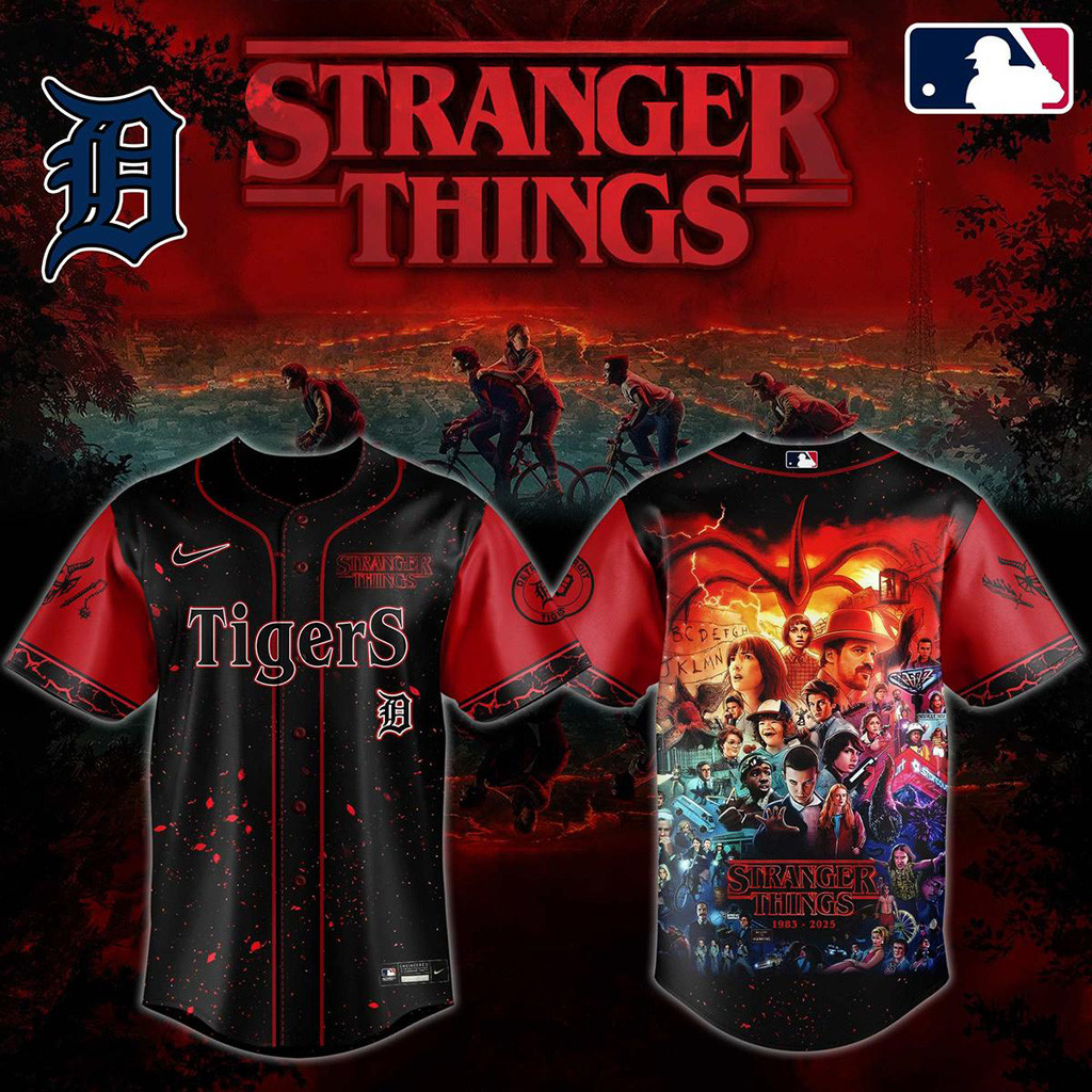 Stranger Things 5 Final Season Mix Detroit Tigers 2025 Jersey Detroit Tigers Merch Fans Gifts