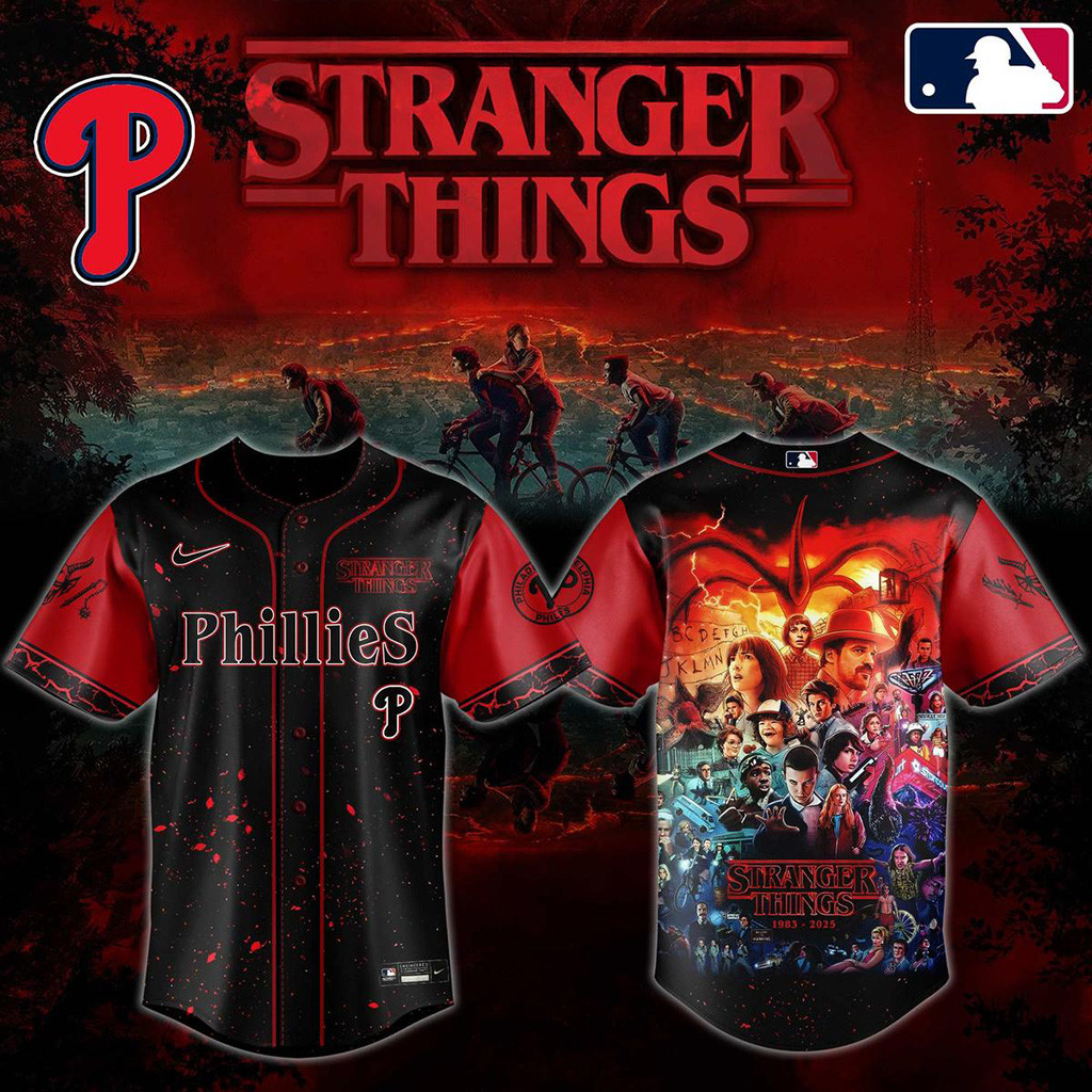 Stranger Things 5 Final Season Mix Philadelphia Phillies 2025 Jersey Phillies Merch Son Gifts