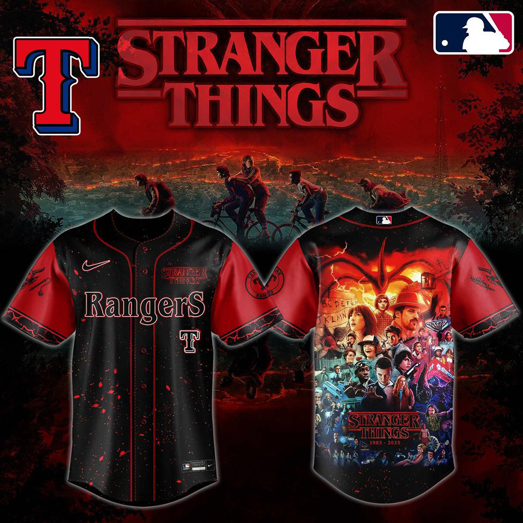 Stranger Things 5 Final Season Mix Texas Rangers 2025 Jersey Texas Rangers Merch Gifts