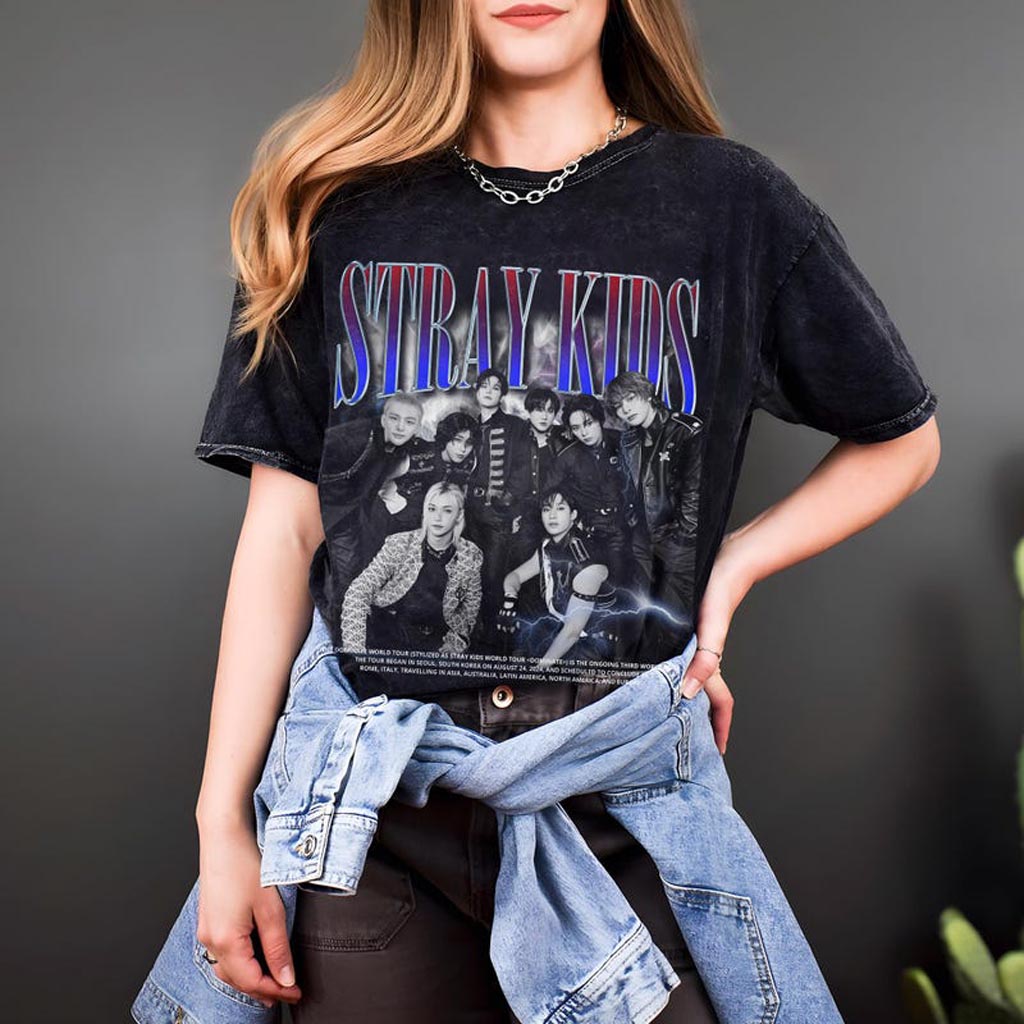 Stray Kids Domiate Mineral Wash Shirt Stray Kids Domiate World Tour T-Shirt Stray Kids Merch