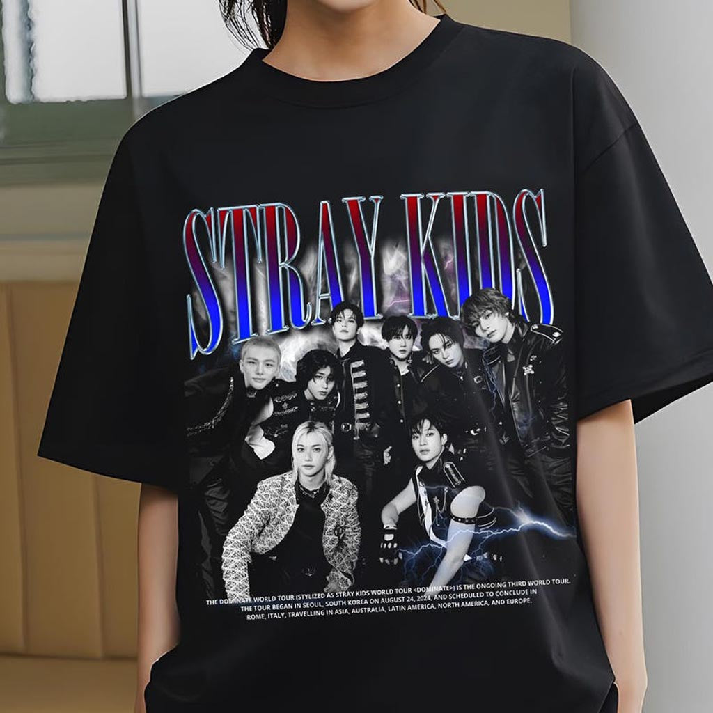 Stray Kids Vintage 90s Bootleg T-Shirt Retro Stray Kids World Tour In North America Shirt