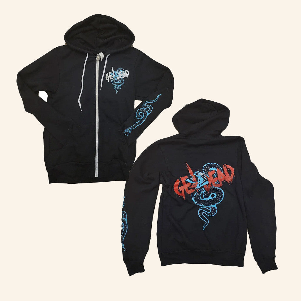 Stupid Rad Merch Get Dead Snake Zip Up Hoodie Gifts For Boyfriend