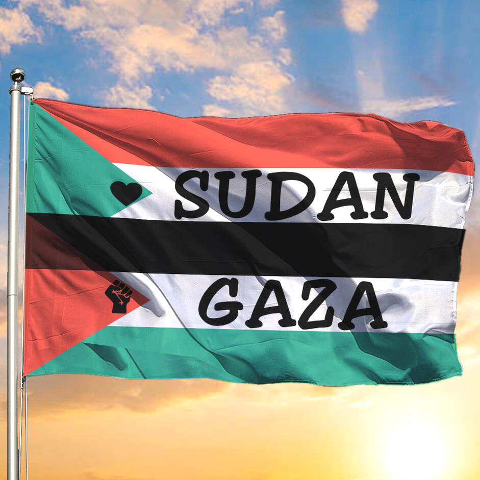 Sudan Gaza Flag Sudanese-Palestinian Flag Support Gaza Palestinian Merch Gifts For Fans
