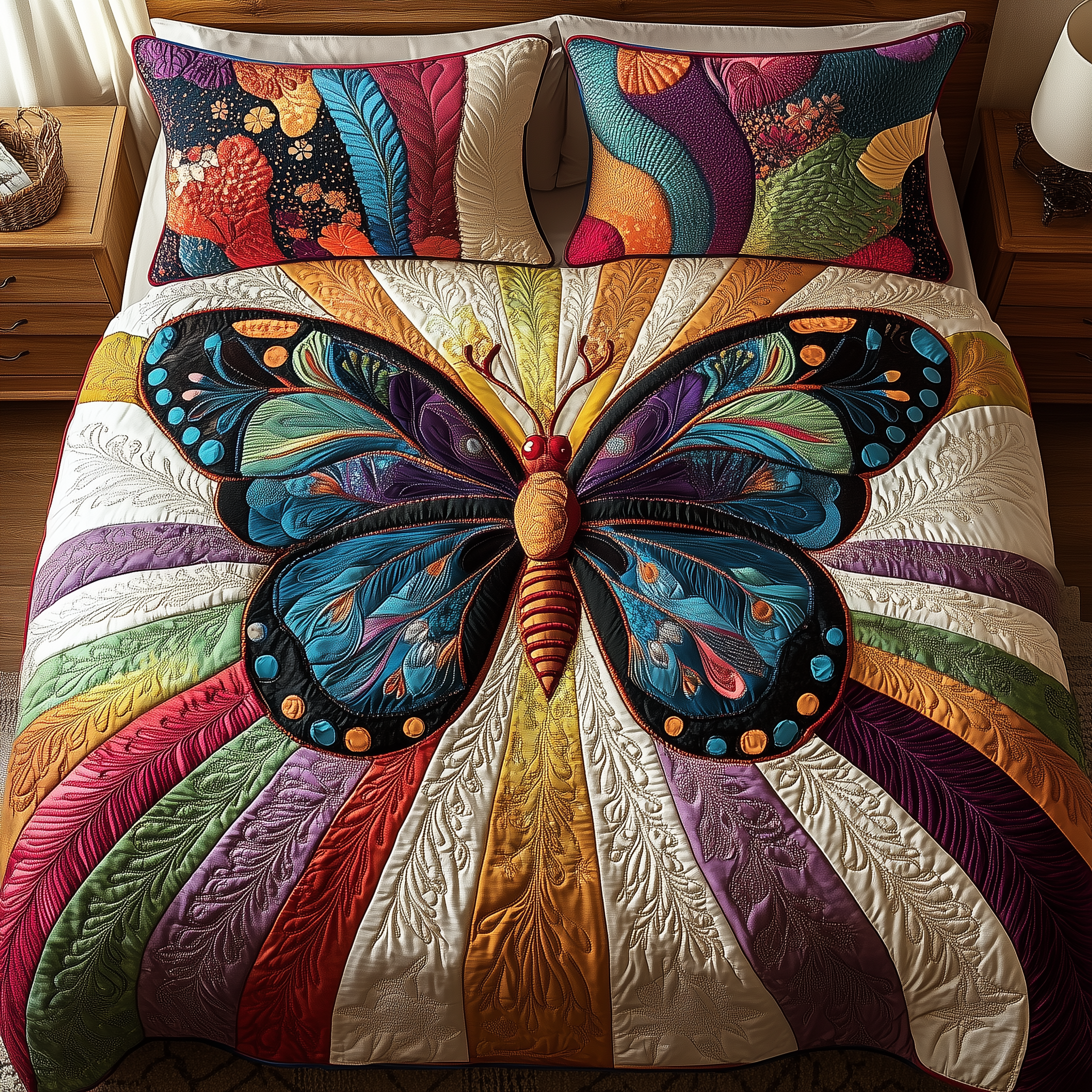 Sunburst Butterfly Quilted Bedding Set Duvet Cover Bedspread Set Item Dad Fathers Day Gifts