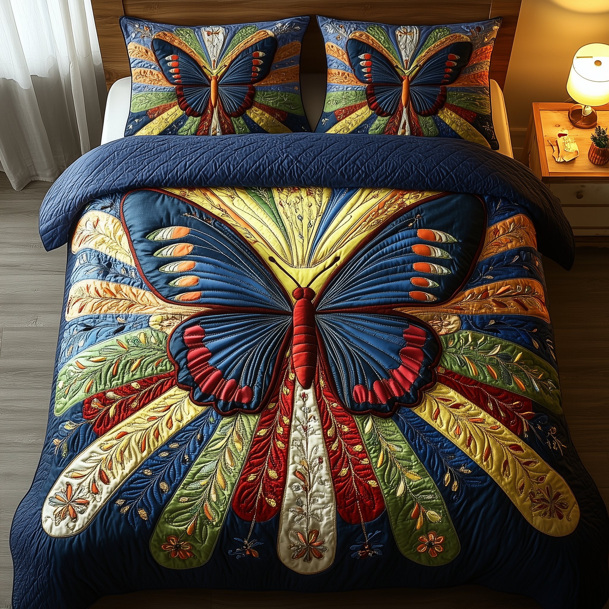 Sunburst Butterfly Quilted Bedding Set Duvet Cover Bedspread Set Item Sentimental Father's Day Gifts