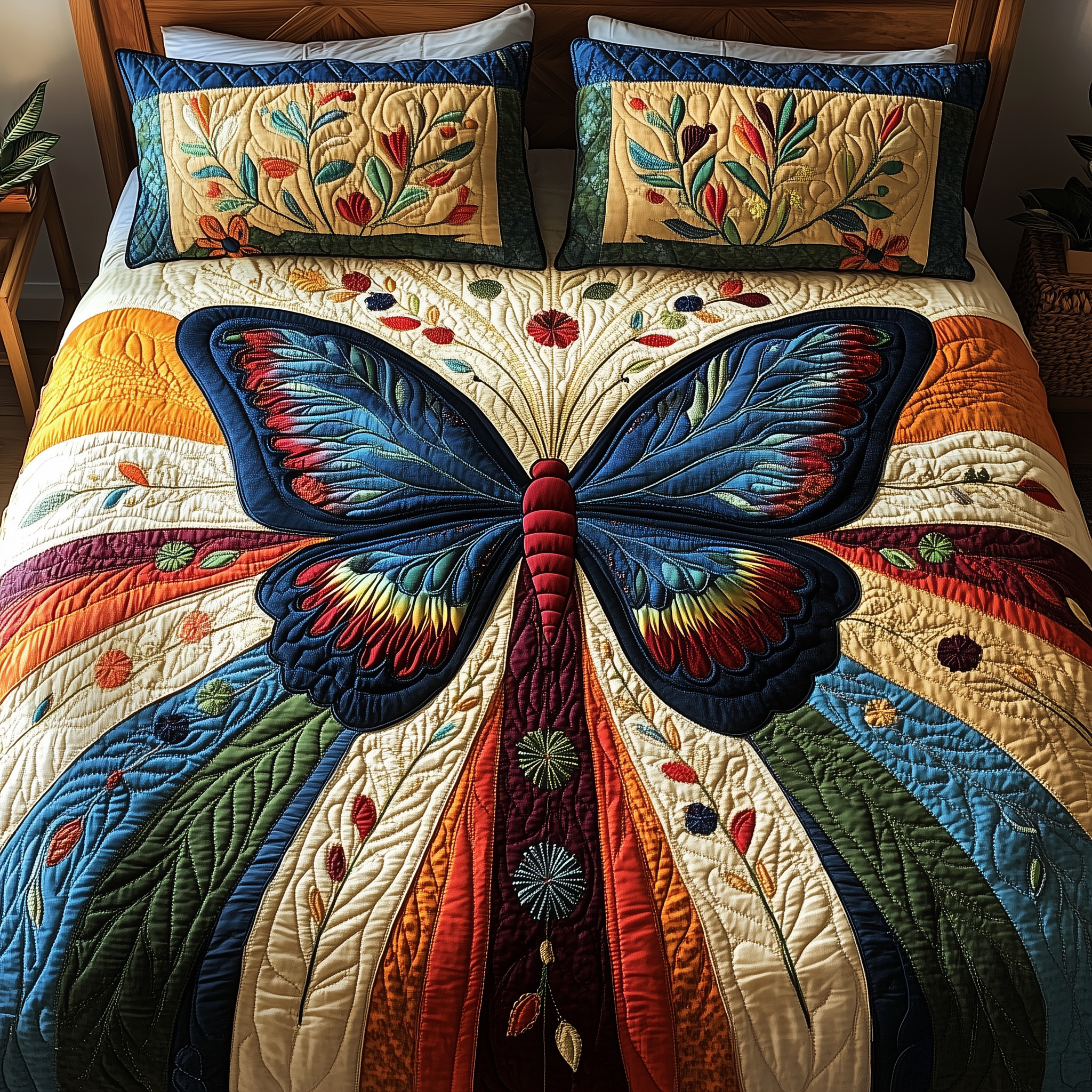 Sunburst Butterfly Quilted Bedding Set Duvet Cover Bedspread Set Item Step Dad Gifts
