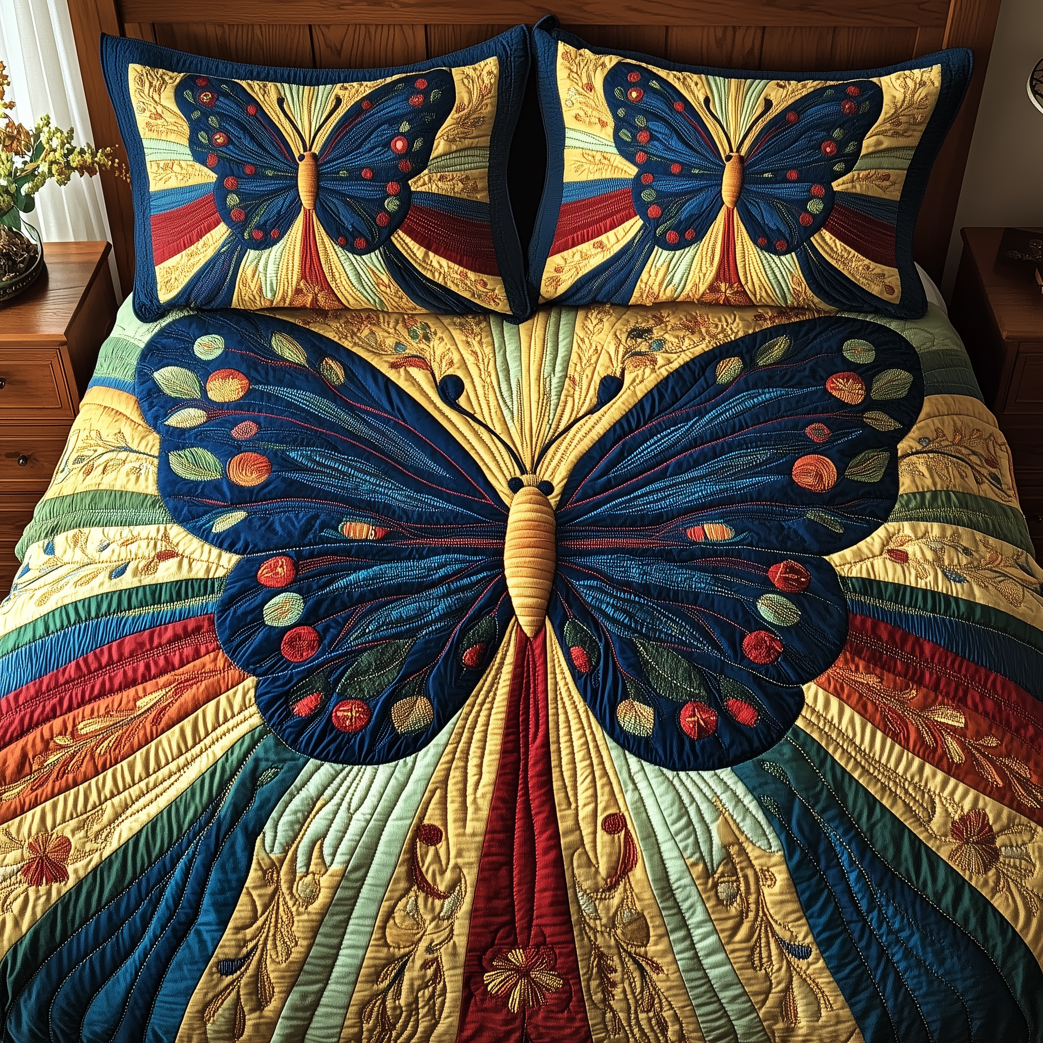 Sunburst Butterfly Quilted Bedding Set Duvet Cover Bedspread Set Item Stepdad Gifts For Father's Day