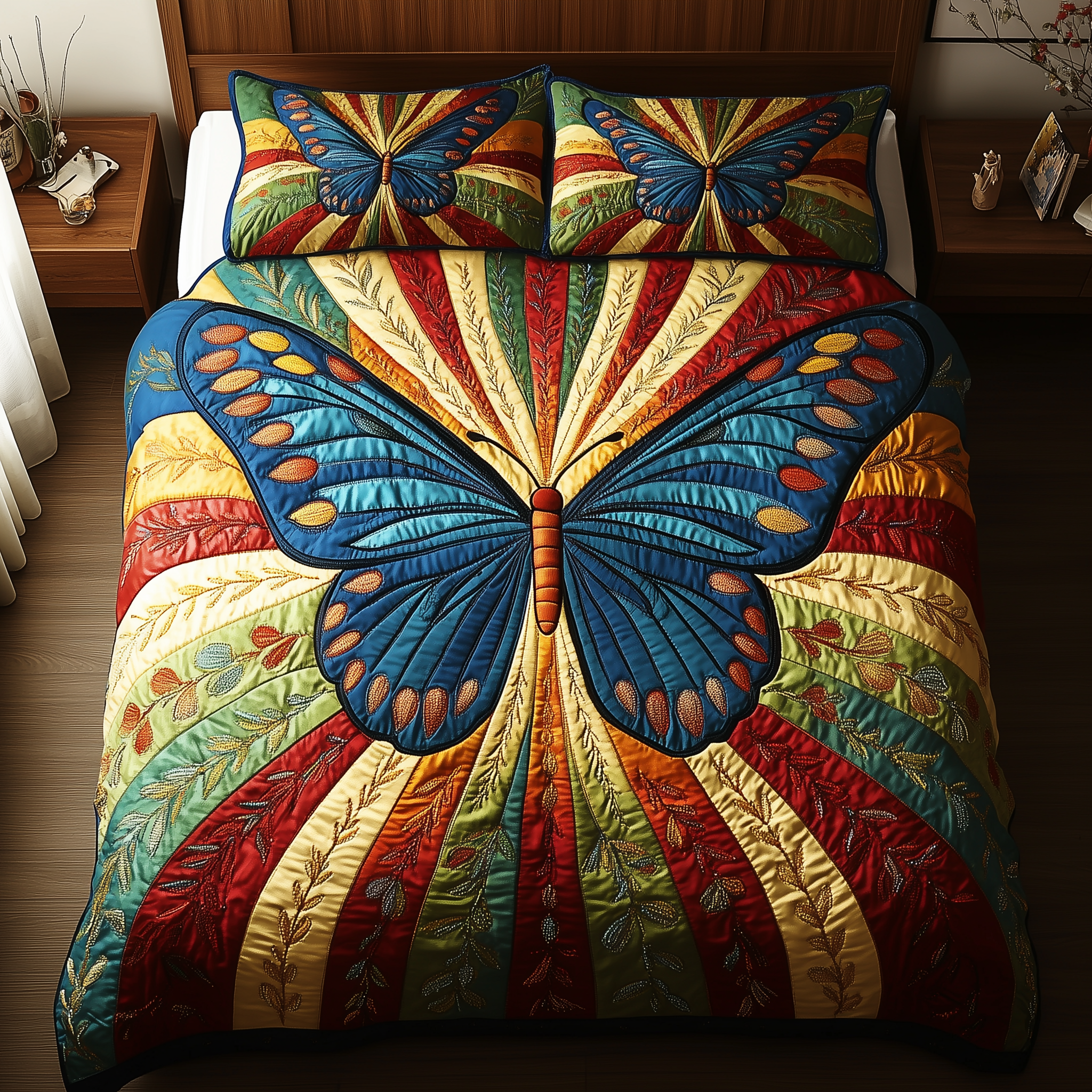 Sunburst Butterfly Quilted Bedding Set Duvet Cover Bedspread Set Item Top 10 Father's Day Gifts
