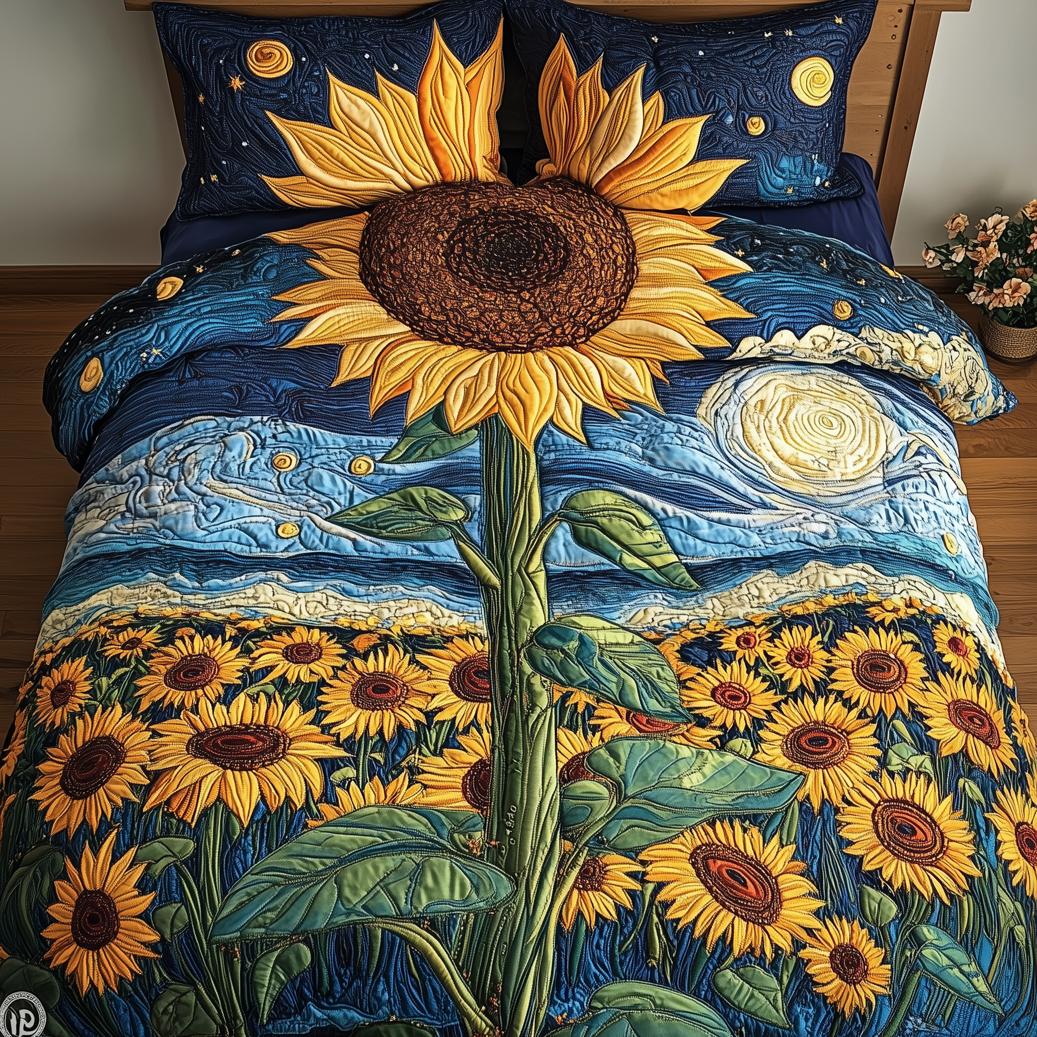 Sunflower Deity Quilted Bedding Set Duvet Cover Bedspread Set Item Best Gifts For Flower Lovers