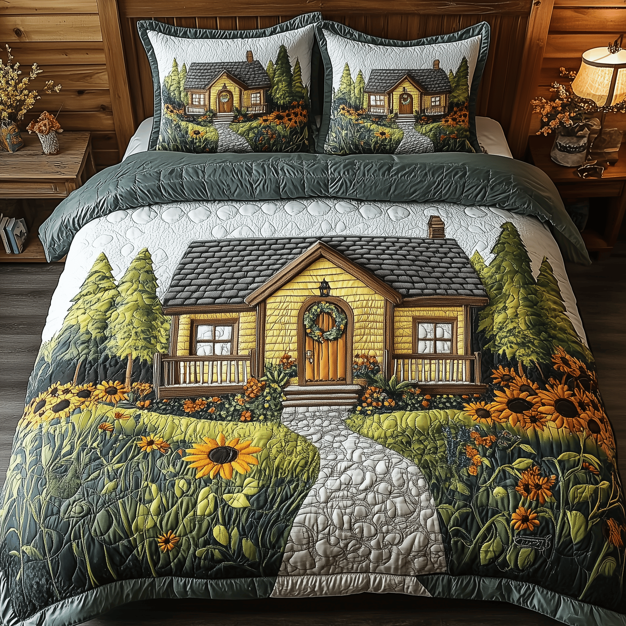 Sunflower Haven Cottage Quilted Bedding Set Duvet Cover Bedspread Set Item Best Gifts For New Moms