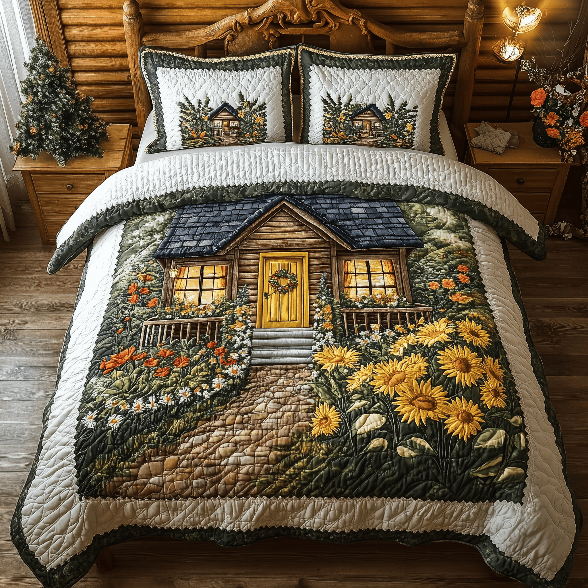 Sunflower Haven Cottage Quilted Bedding Set Duvet Cover Bedspread Set Item Luxury Mother's Day Gifts