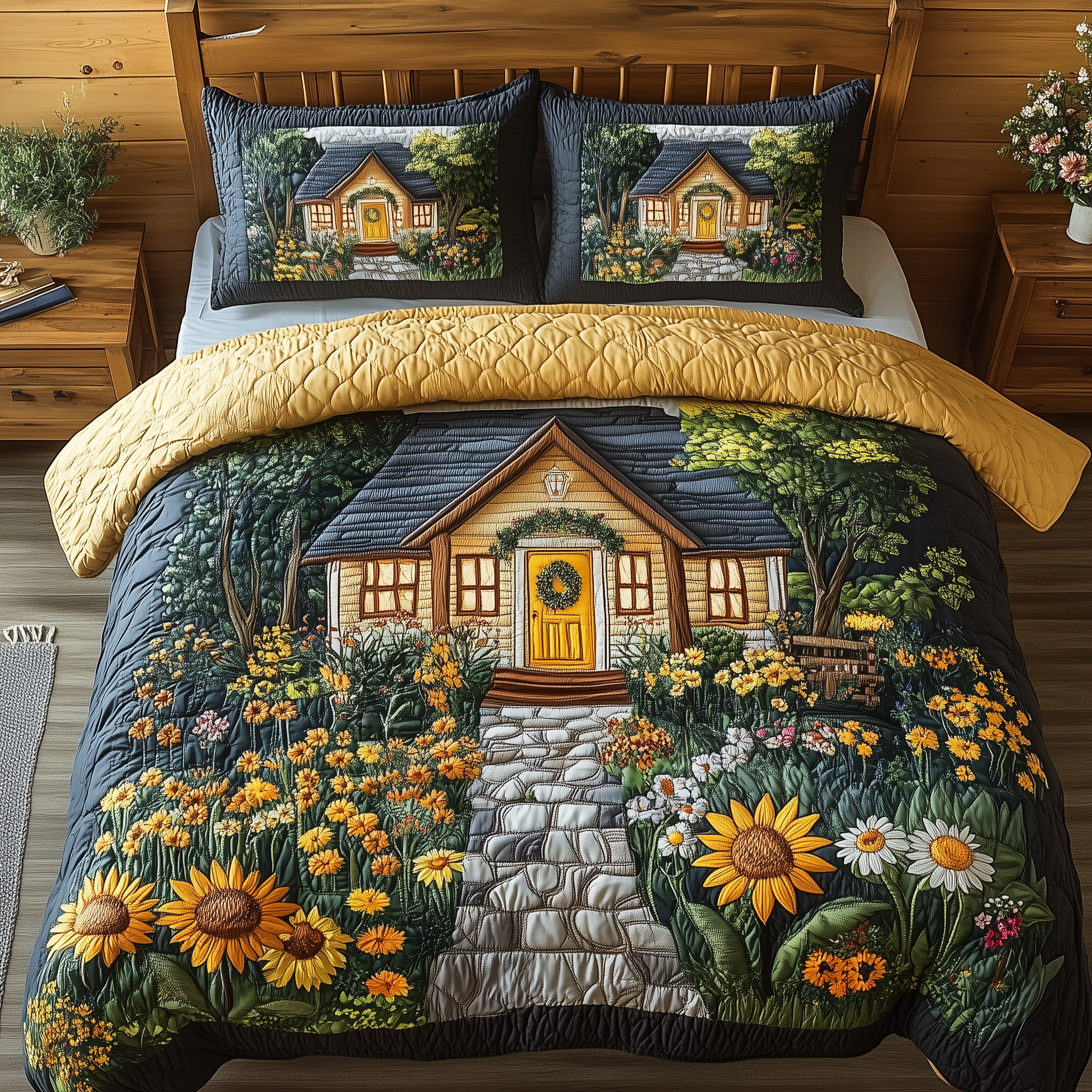 Sunflower Haven Cottage Quilted Bedding Set Duvet Cover Bedspread Set Item Top 10 Mother's Day Gift Ideas