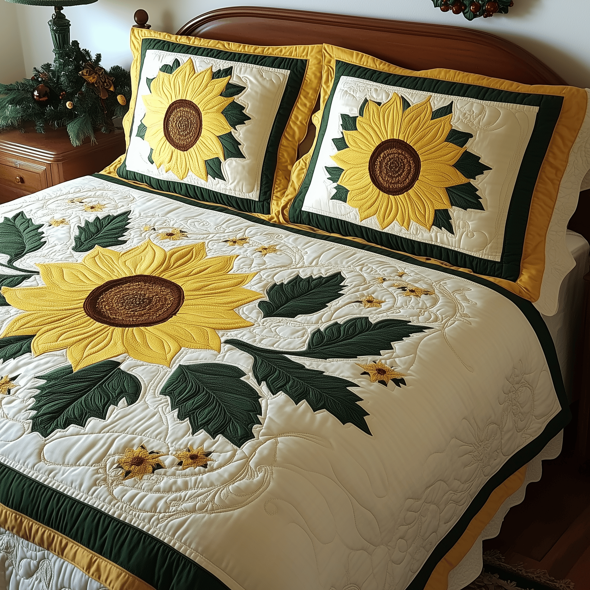 Sunflower Quilted Bedding Set Great Mothers Day Duvet Cover Set Sunflower Gift Items