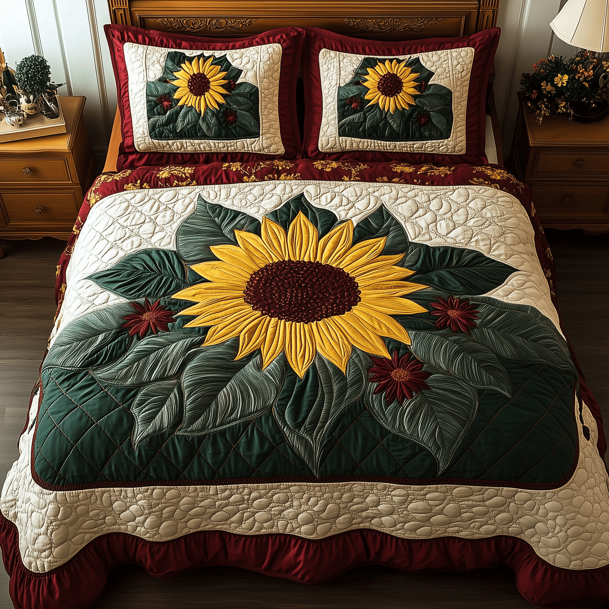Sunflower Quilted Bedding Set Great Mothers Day Duvet Cover Set Sunflower Gifts For Friends