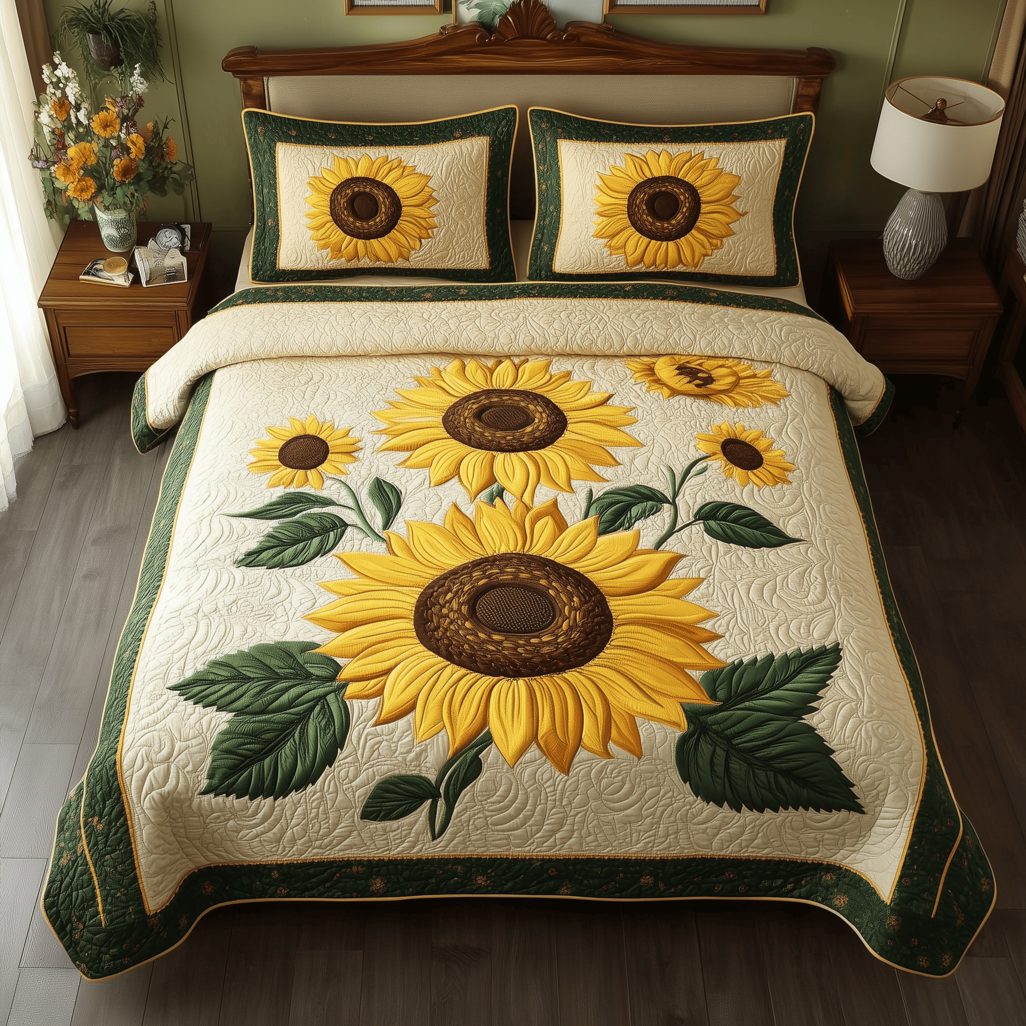 Sunflower Quilted Bedding Set Great Mothers Day Duvet Cover Set Sunflower Gifts For Her