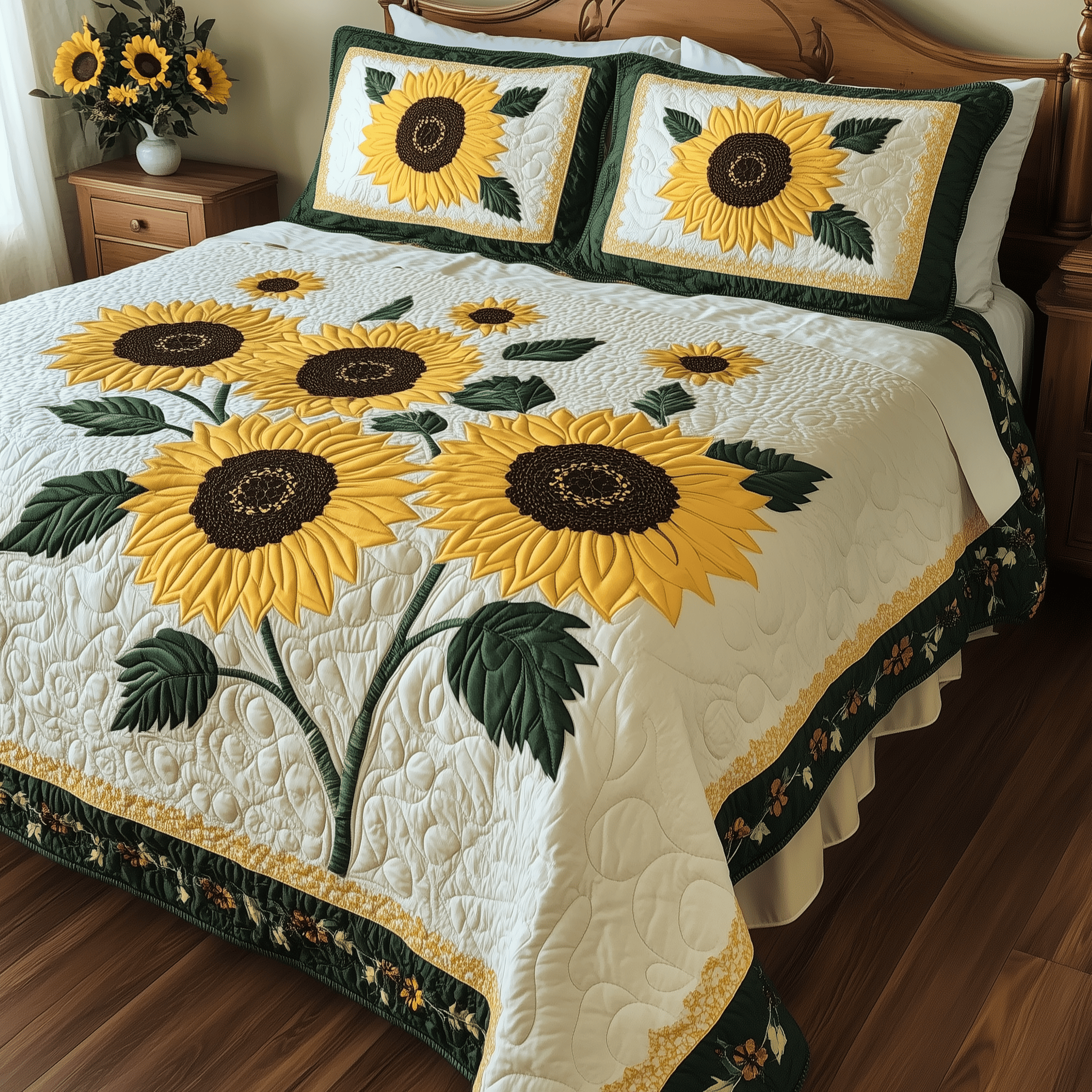 Sunflower Quilted Bedding Set Great Mothers Day Duvet Cover Set Sunflower Gifts For Women
