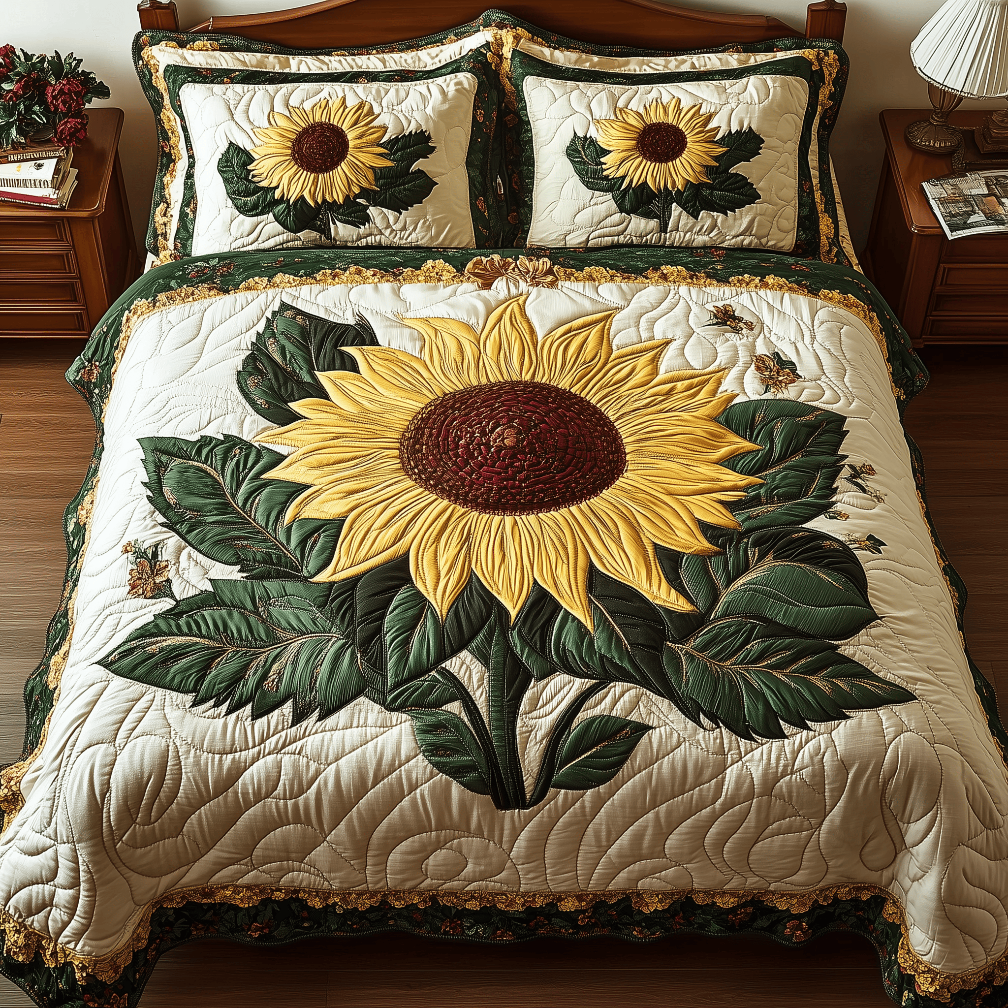 Sunflower Quilted Bedding Set Great Mothers Day Duvet Cover Set Sunflower Presents