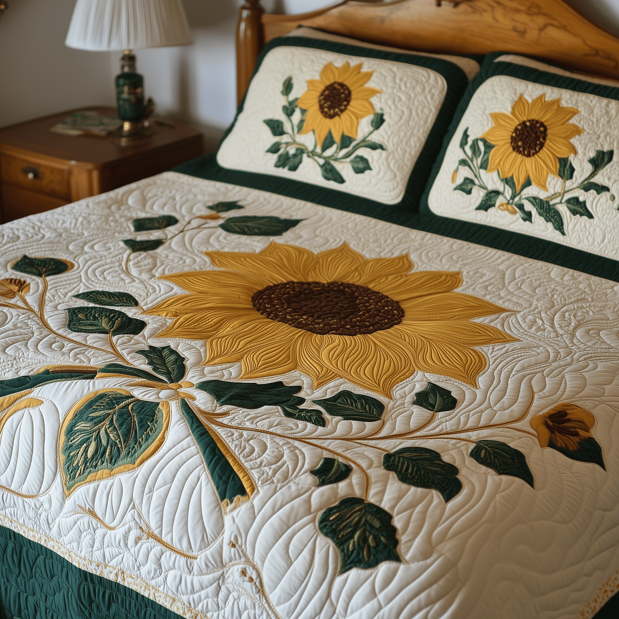 Sunflower Quilted Bedding Set Mothers Day Duvet Cover Set Gifts For Sunflower Lovers