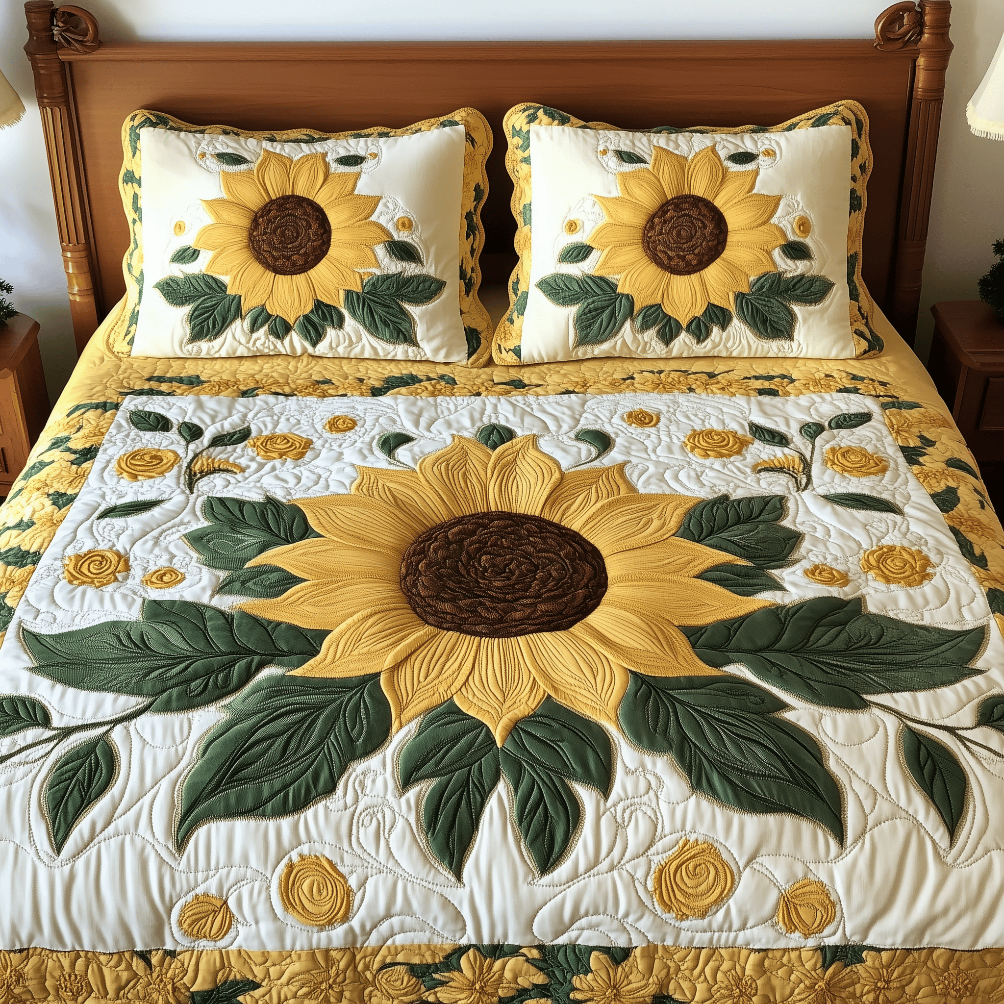 Sunflower Quilted Bedding Set Mothers Day Duvet Cover Set Sunflower Gifts For Friends