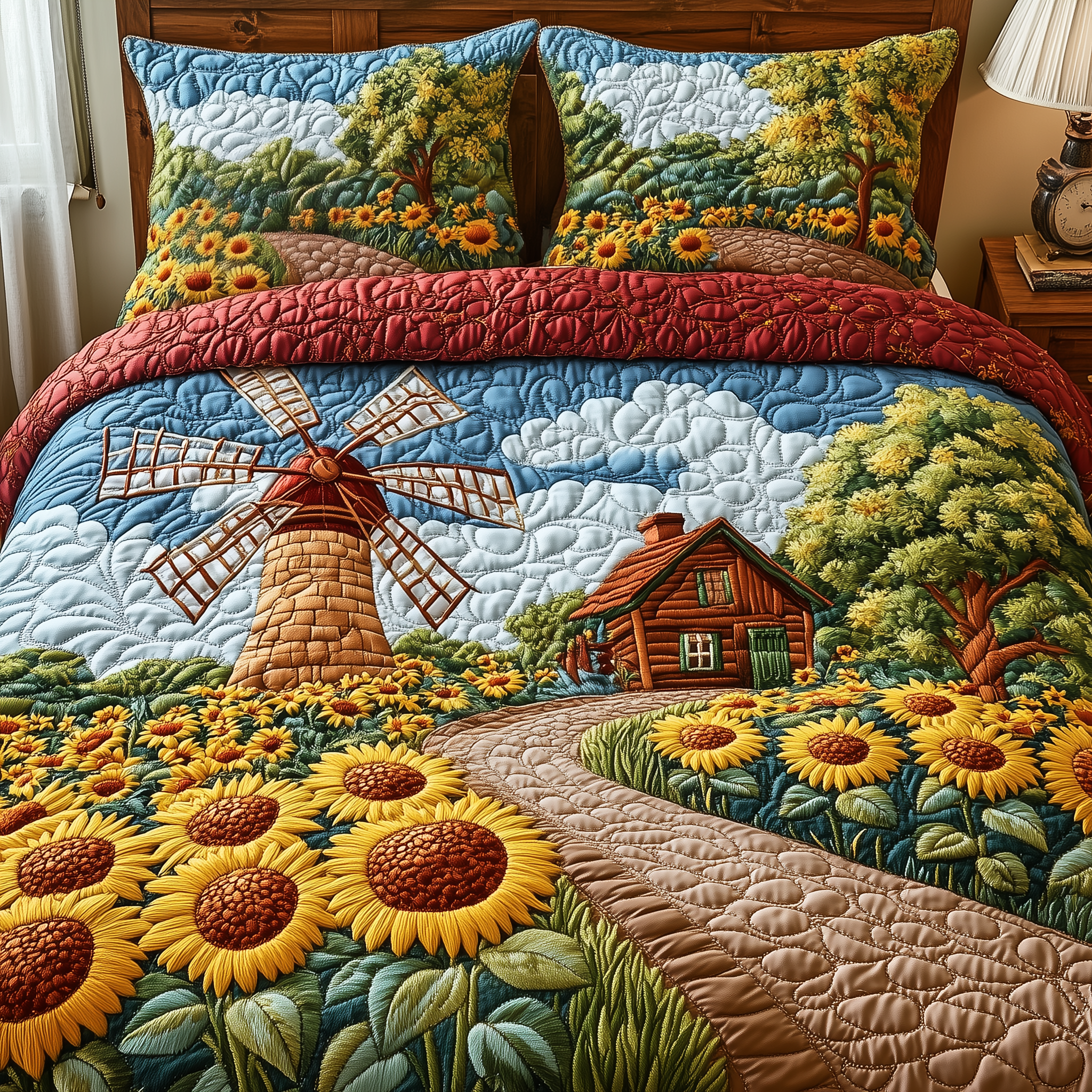 Sunflower Serenity Quilted Bedding Set Duvet Cover Bedspread Set Item Unique Mother's Day Gifts