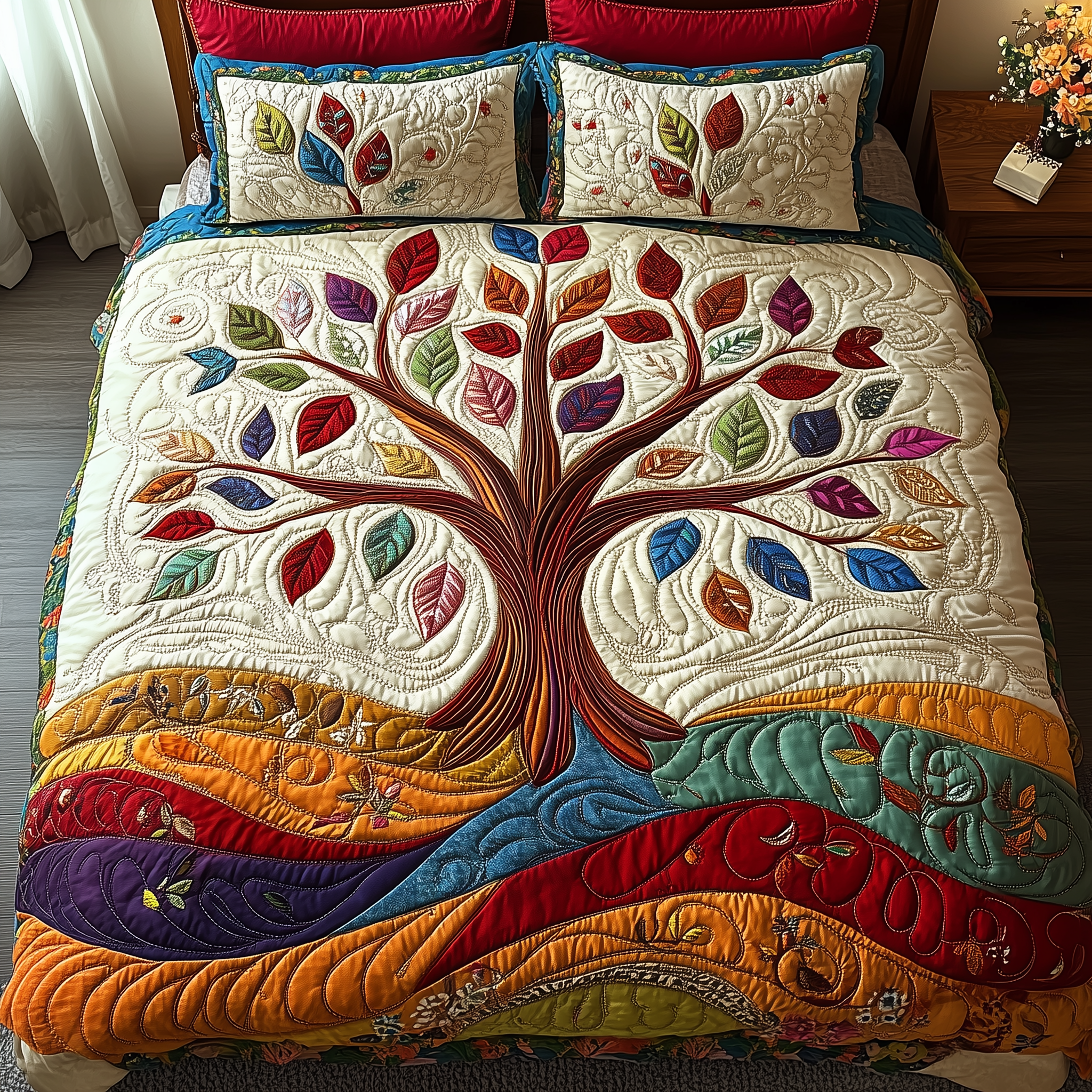 Sunlit Serenity Quilted Bedding Set Duvet Cover Bedspread Set Item 50Th Birthday Gifts For Men