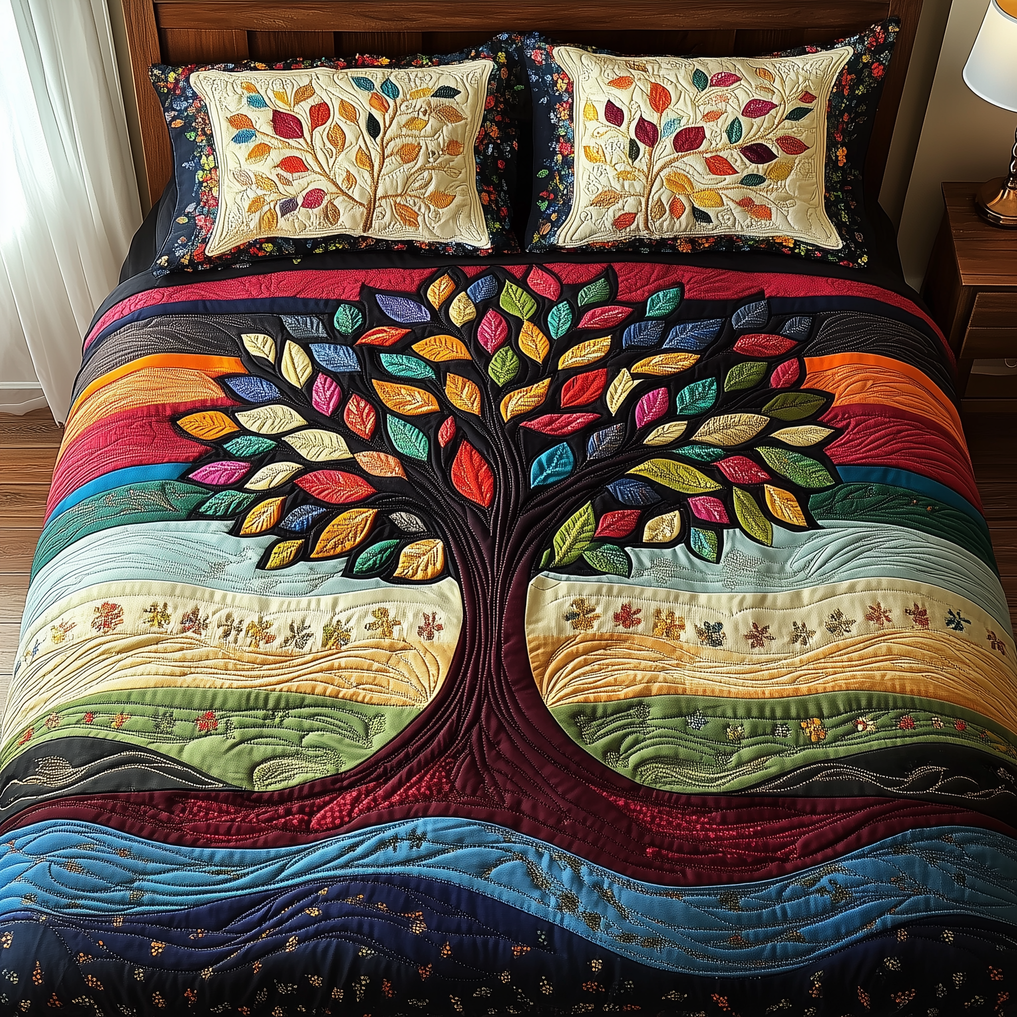 Sunlit Serenity Quilted Bedding Set Duvet Cover Bedspread Set Item Birthday Presents For Dad