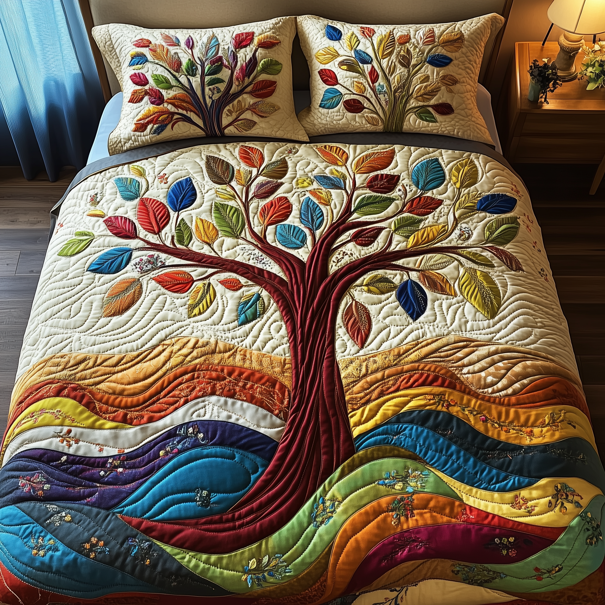 Sunlit Serenity Quilted Bedding Set Duvet Cover Bedspread Set Item Fathers Day Gift From Daughter