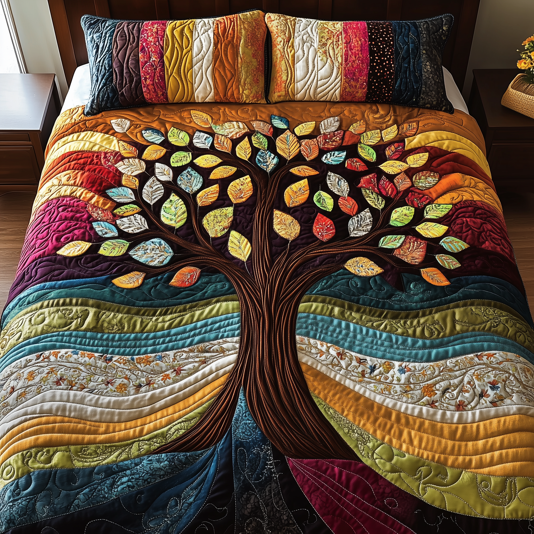 Sunlit Serenity Quilted Bedding Set Duvet Cover Bedspread Set Item Unique Gifts For Dad