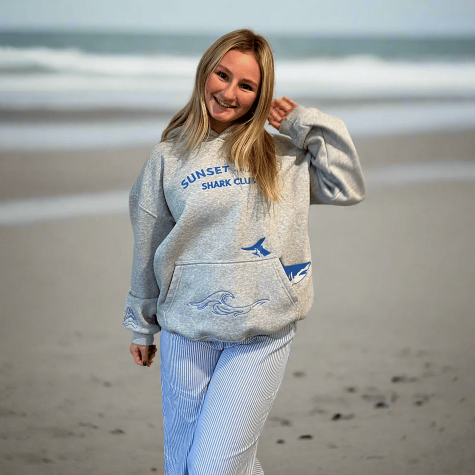 Sunset Surf Hoodie Printed Sunset Surf Shark Club Hoodie Sunset Surf Merch Gifts For Girlfriend
