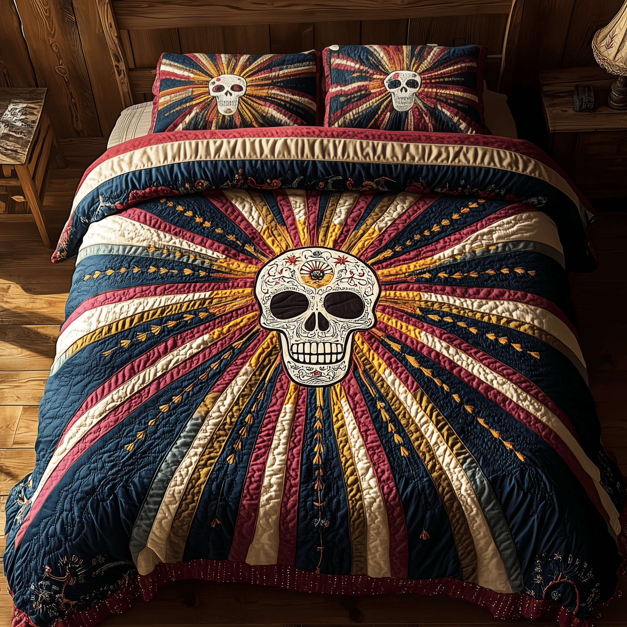 Sunshine Skull Quilted Bedding Set Good Holiday Duvet Cover Set Skull Gifts For Dad