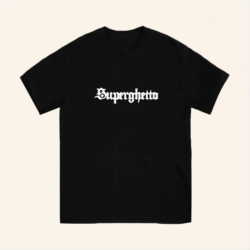 Superghetto Word Mark T-Shirt Buddy Merch Black Gift Ideas For Husband BFF Birthday Gifts