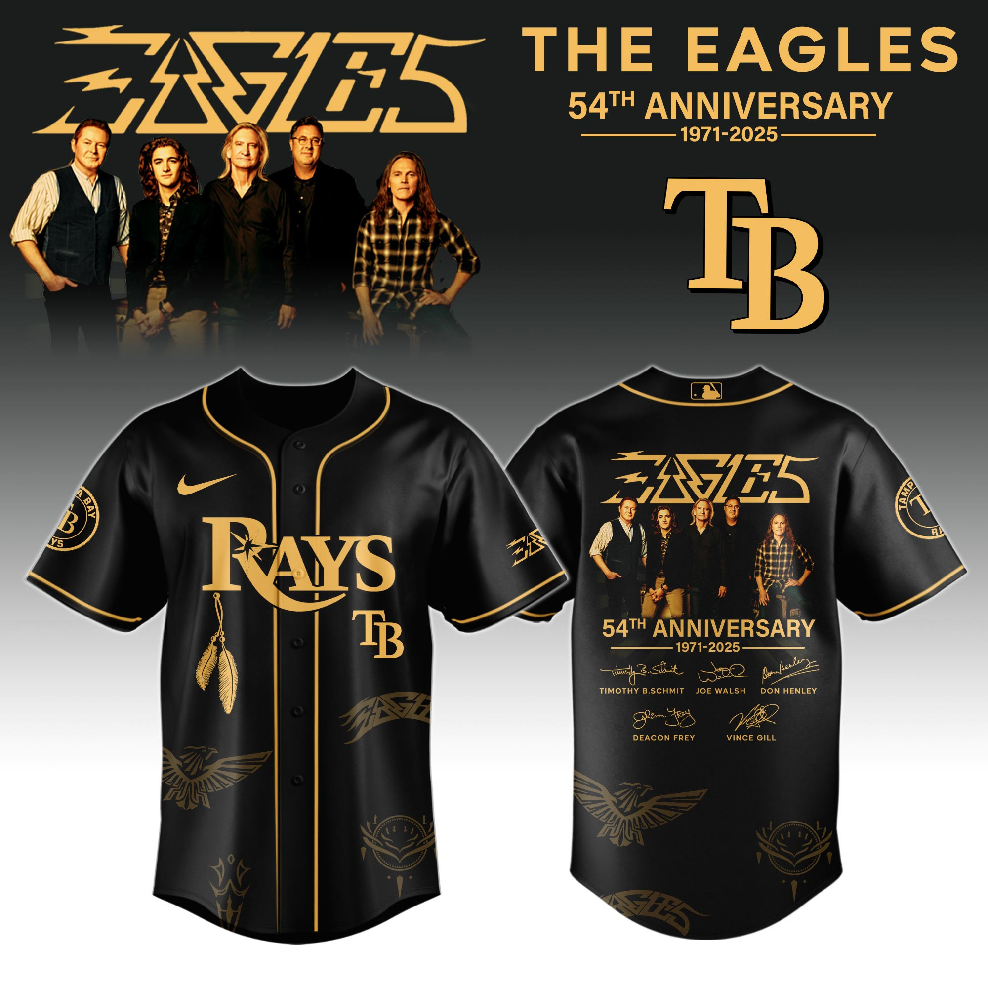 T B Rays X Eagles Band Music Jersey 2025 Great Gift For Baseball Lovers