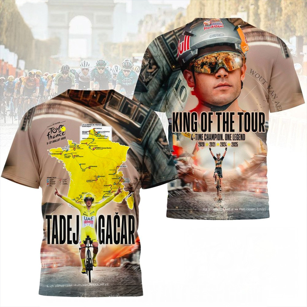 Tadej Pogacar King Of The Tour 4 Time Champion One Legend T-Shirt Fan Merch Gifts For Him