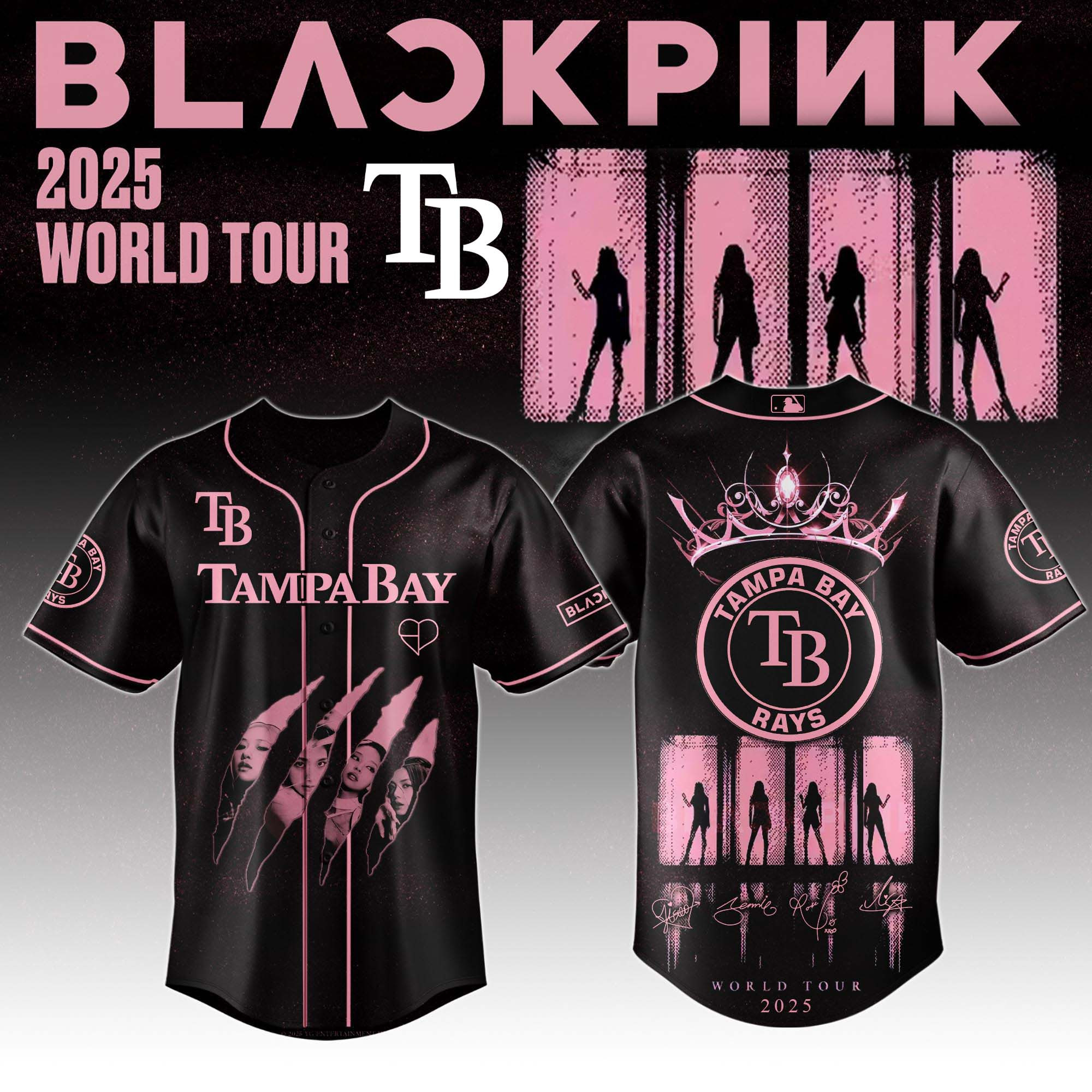 Tampa Bay Rays Mlb X Black Pink World Tour Baseball Jersey For Fans Rays Merch
