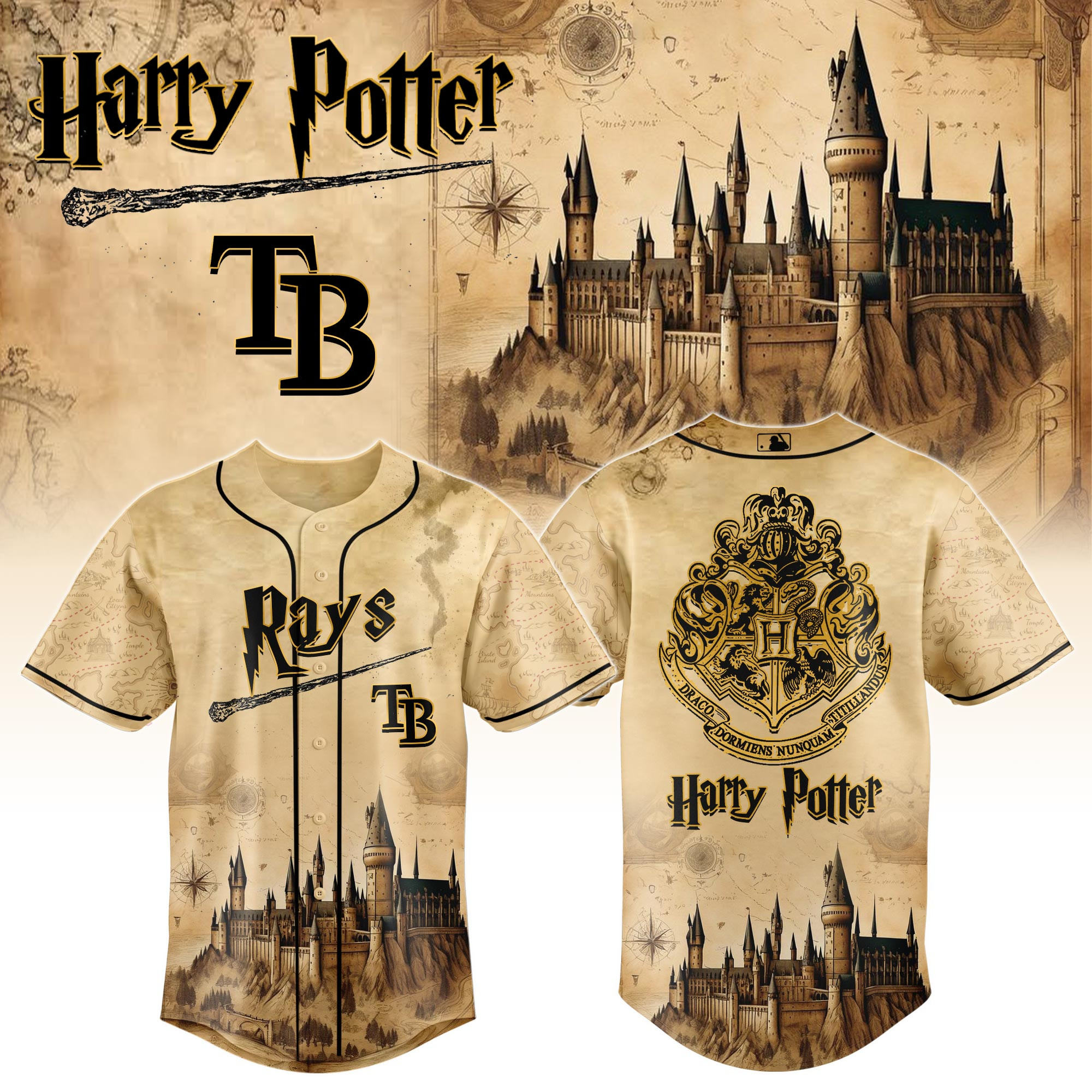 Tampa Bay Rays Mlb X Harry Potter Hogwarts Baseball Jersey For Fan