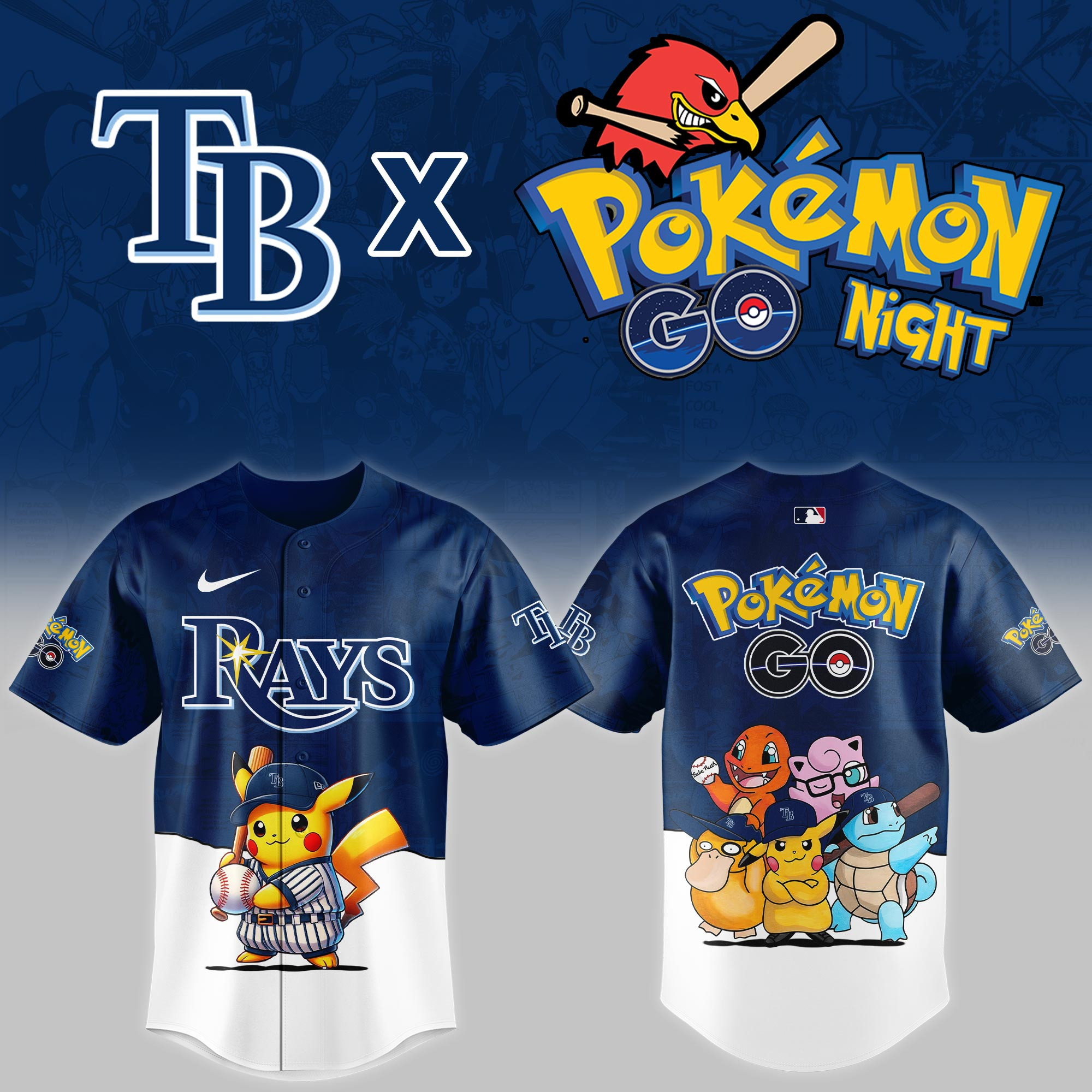 Tampa Bay Rays Mlb X Pokemon Go Night Baseball Jersey For Fan