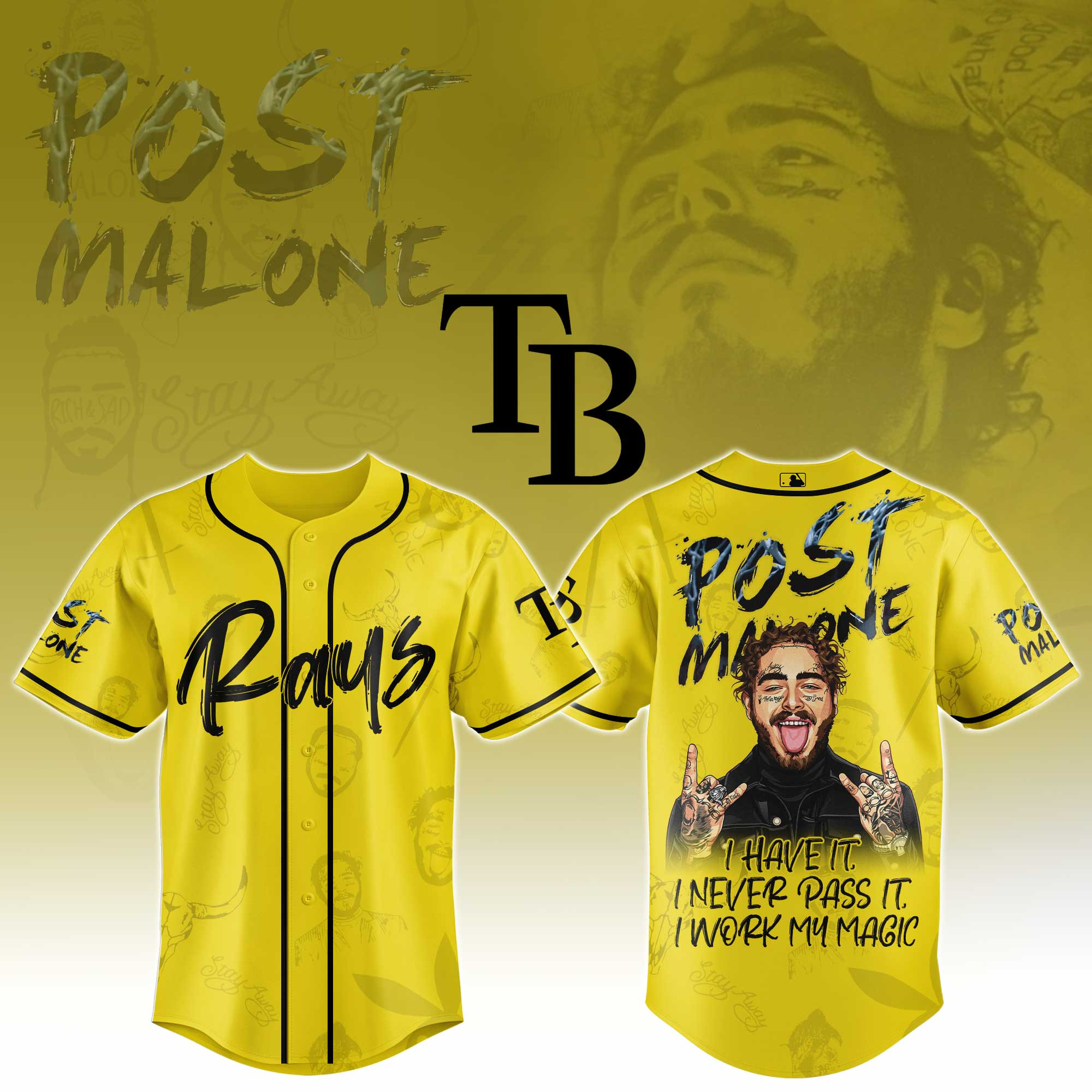 Tampa Bay Rays Mlb X Post Malone Tour Baseball Jersey For Fans