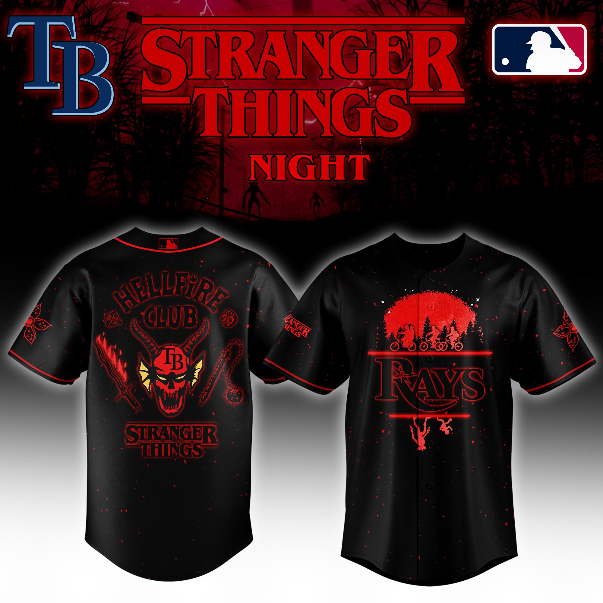 Tampa Bay Rays Mlb X Stranger Things Night Baseball Jersey For Fans