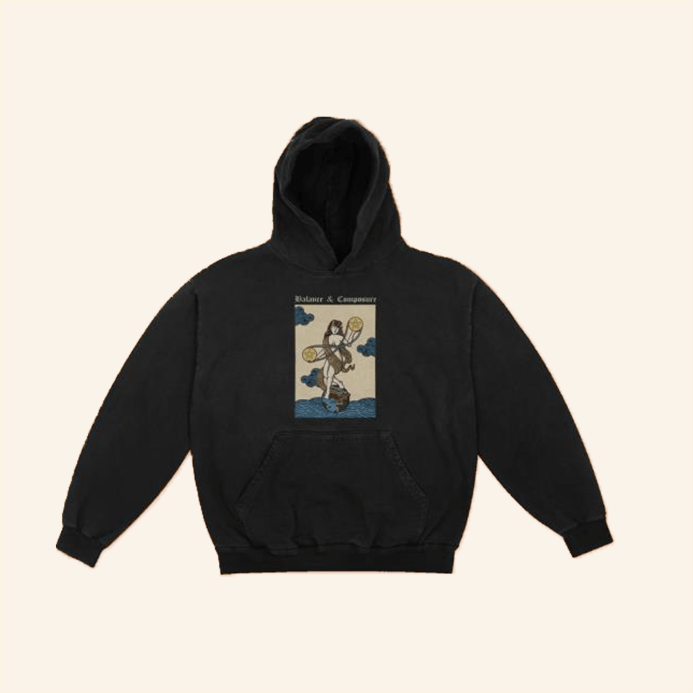Tarot Card Black Hoodie Balance And Comp Band Merch Gifts For Brother Birthday Gift Ideas