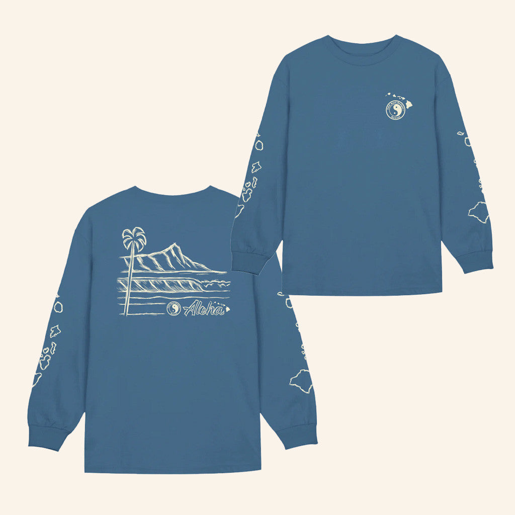 TC Surf Merch Sketch Diamond Head Scenic Long Sleeve Shirt Gift Ideas For Him