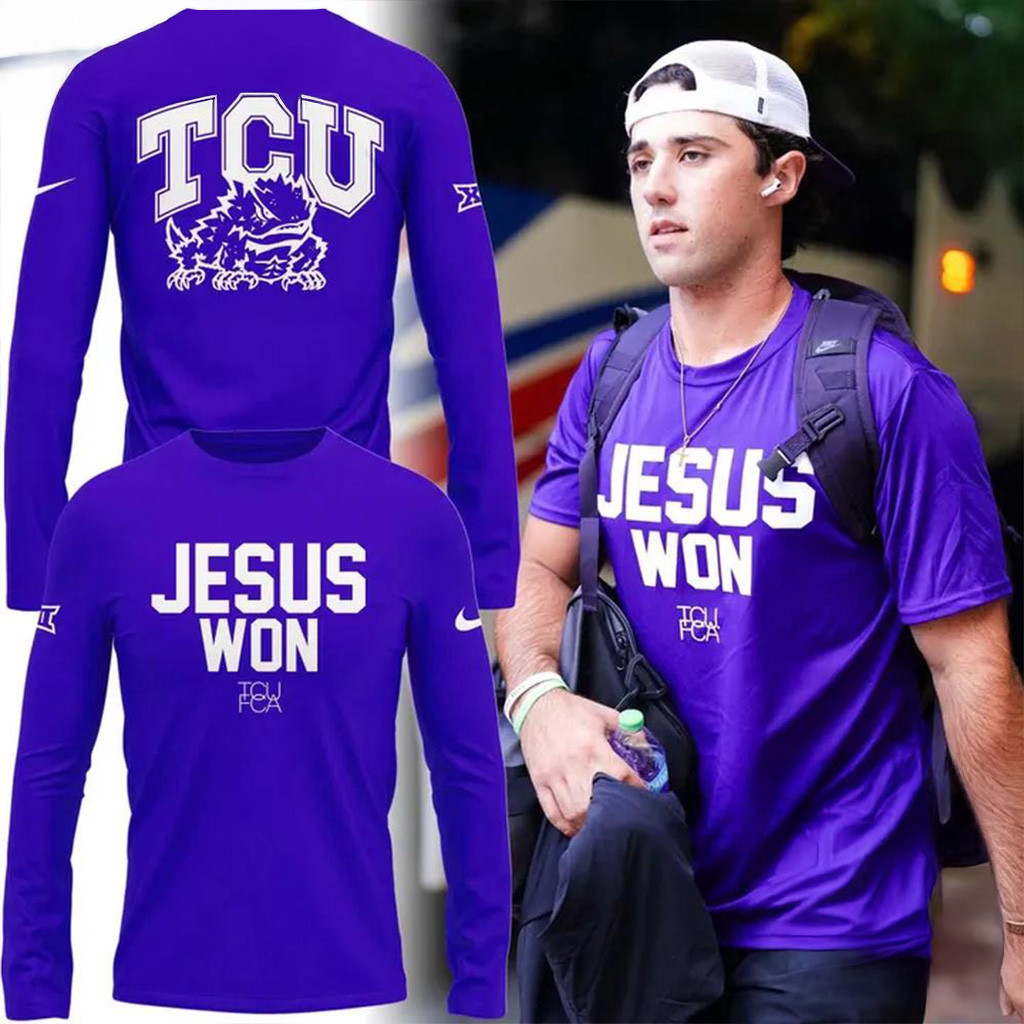 TCU Horned Frogs Football Jesus Won 2025 Long Sleeve Shirt Fan Merch Gift For Brother