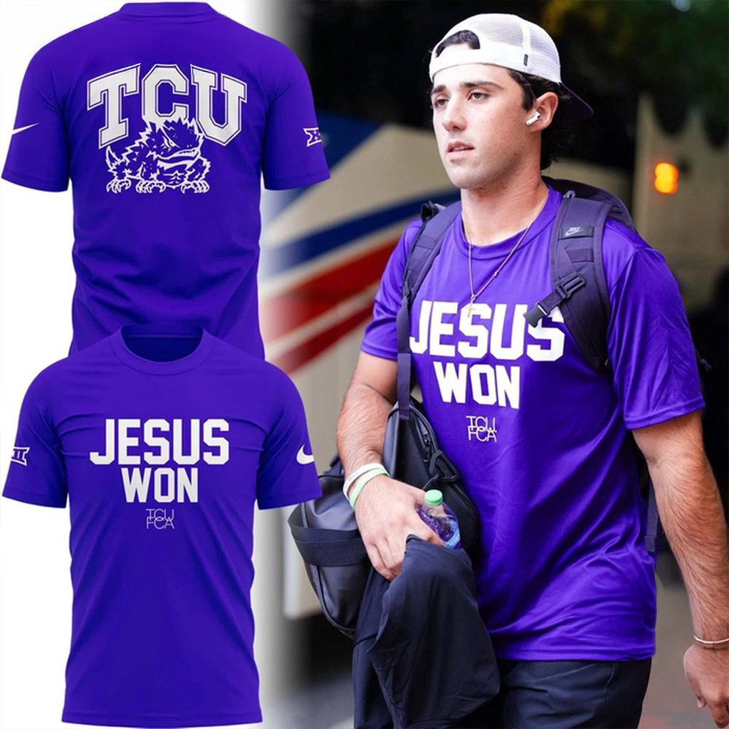 TCU Horned Frogs Jesus Won 2025 T-Shirt Frogs Merch Gifts For Boyfriend
