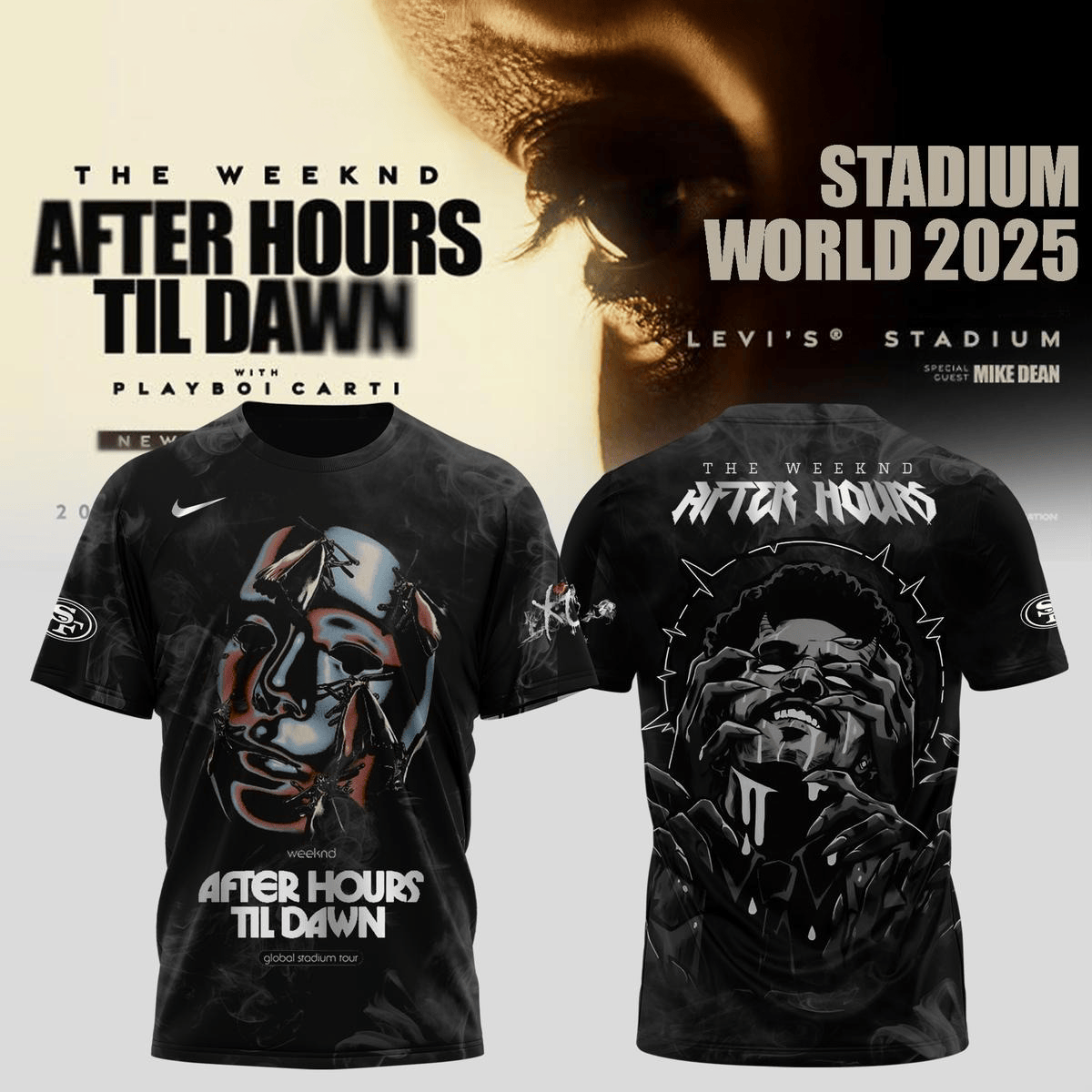Team NFL X The Weeknd World Tour 2025 T-Shirt NFL Merch Gifts For Fans
