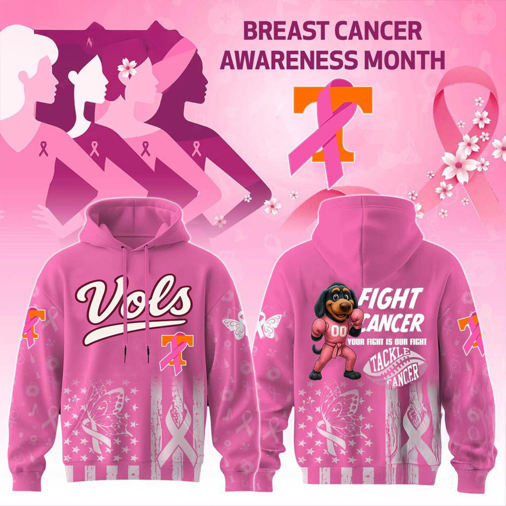 Tennessee Volunteers Football Your Fight Is Our Fight Tackle Cancer 2025 Hoodie Fan Merch