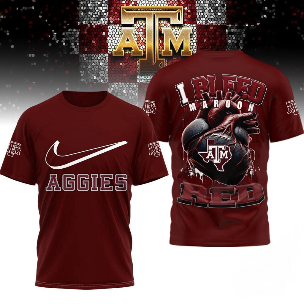 Texas AM Aggies 2025 NCAA I Bleed Shirt Aggies Merch Gift Ideas For Football Lovers